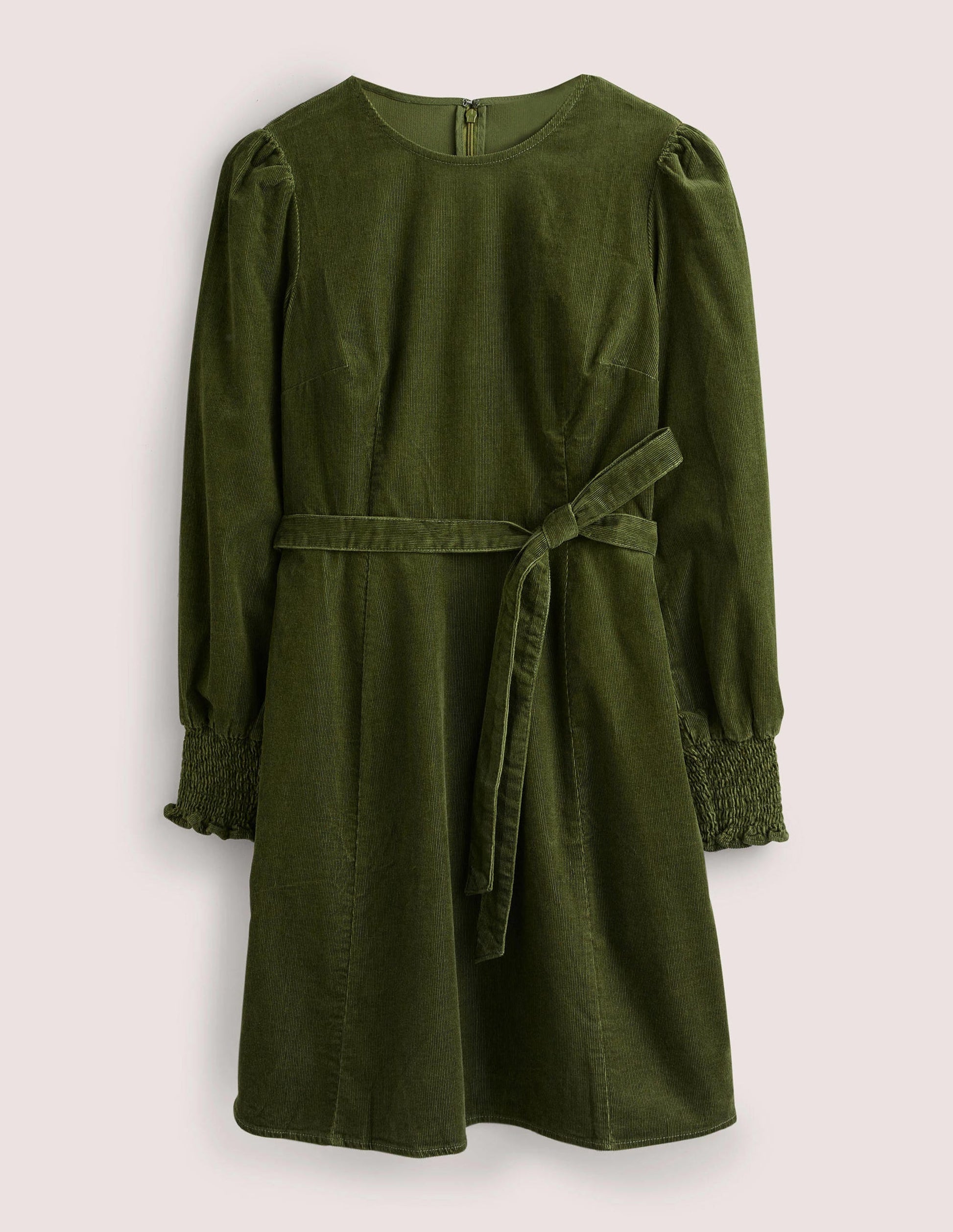 Robe en velours côtelé à poignets smockés-Chou frisé-5