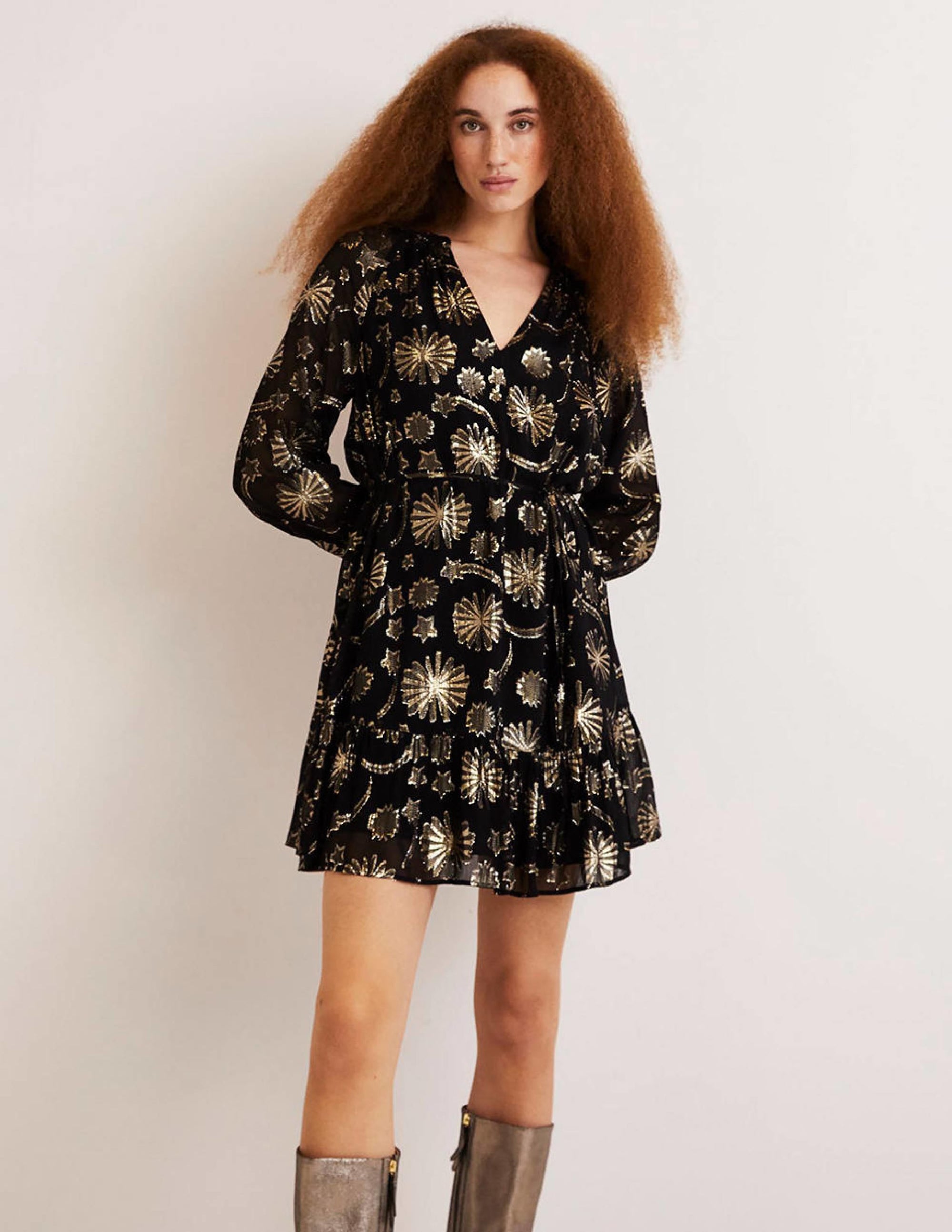 Mini-robe virevoltante-Jacquard feu d'artifice - Image 1