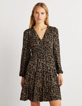Tiered Jersey Mini Dress-Cornstalk, Abstract Garden