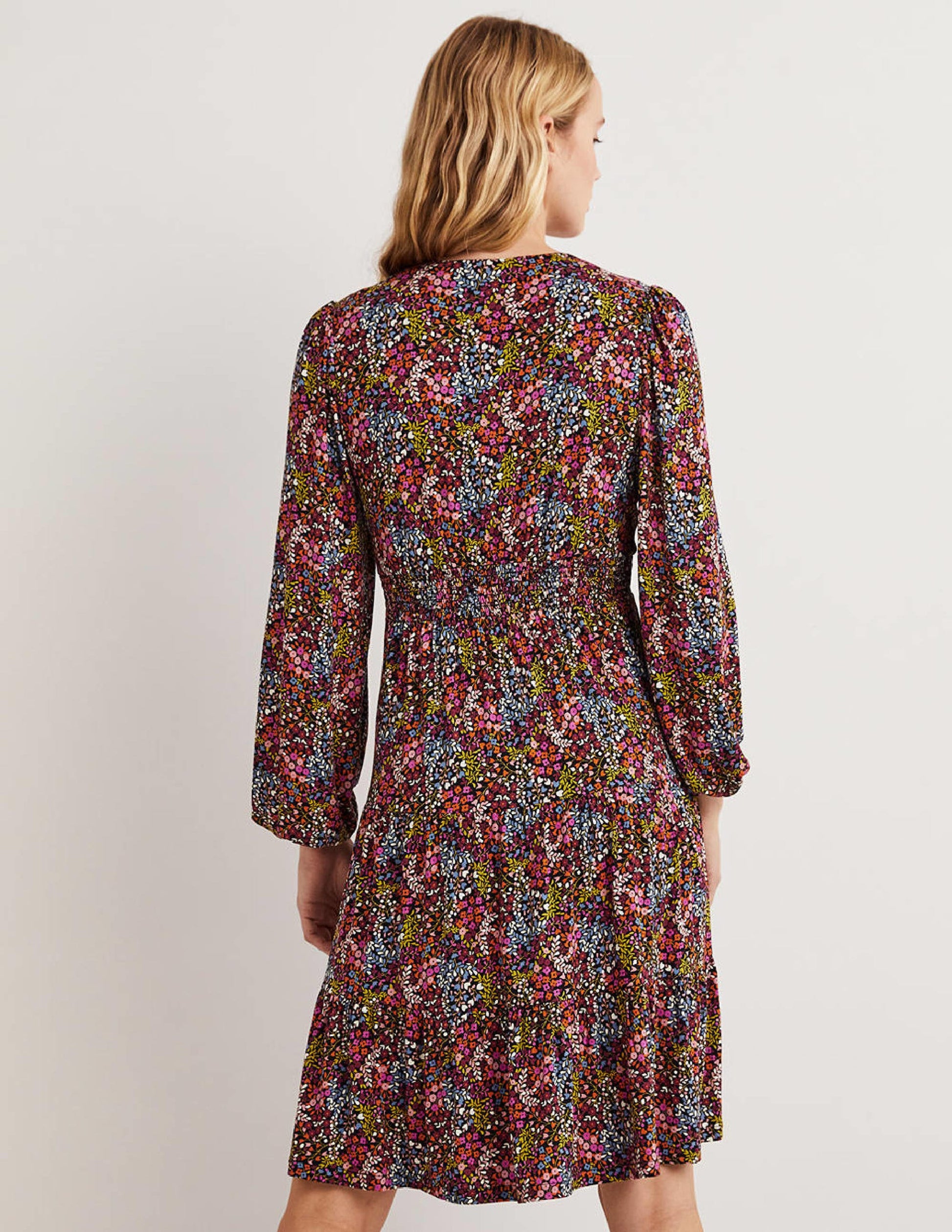 Tiered Jersey Mini Dress-Multi, Ditsy Garden-3