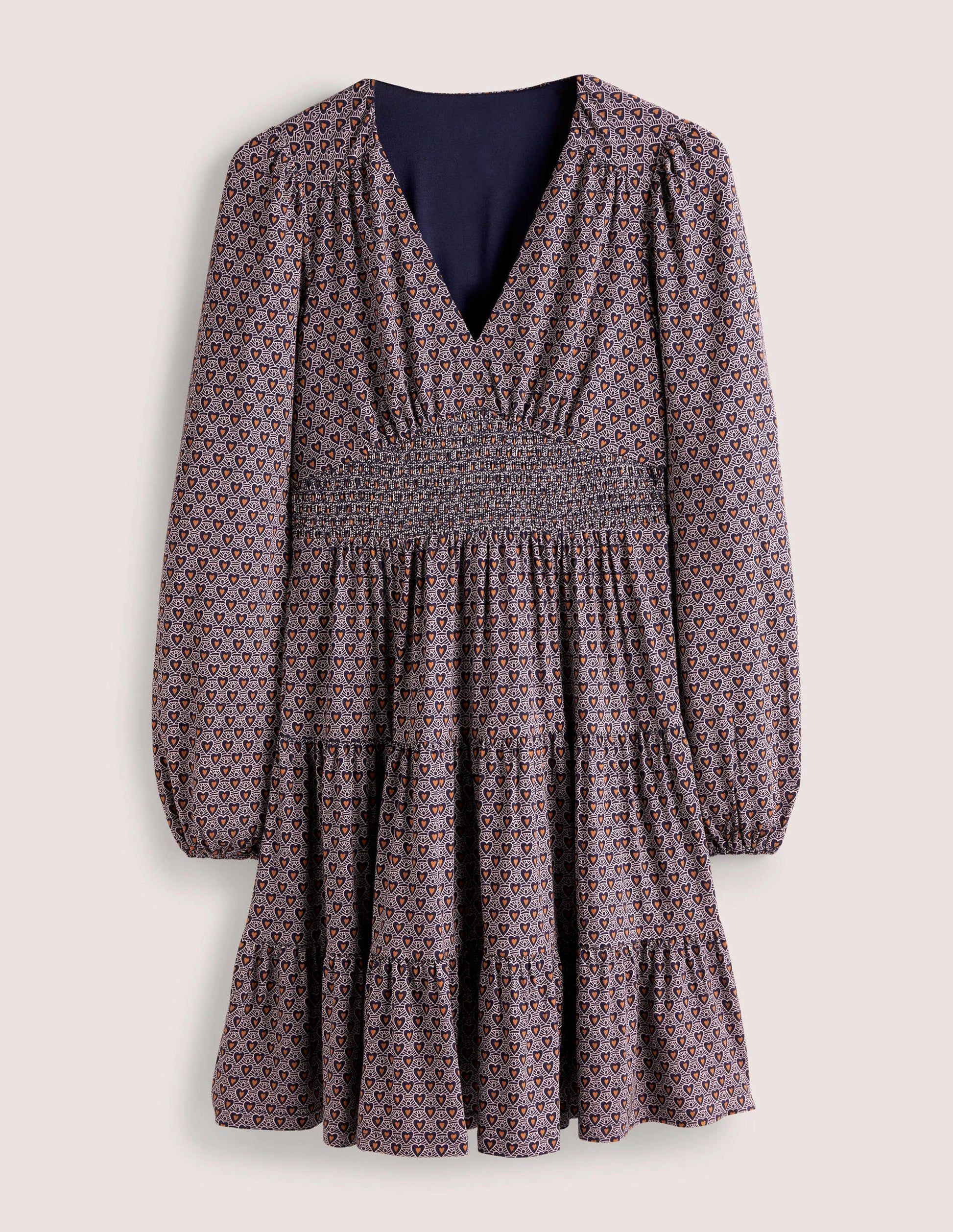 Gestuftes Jersey-Minikleid-Französisches Navy, Zierliche Herzen-6