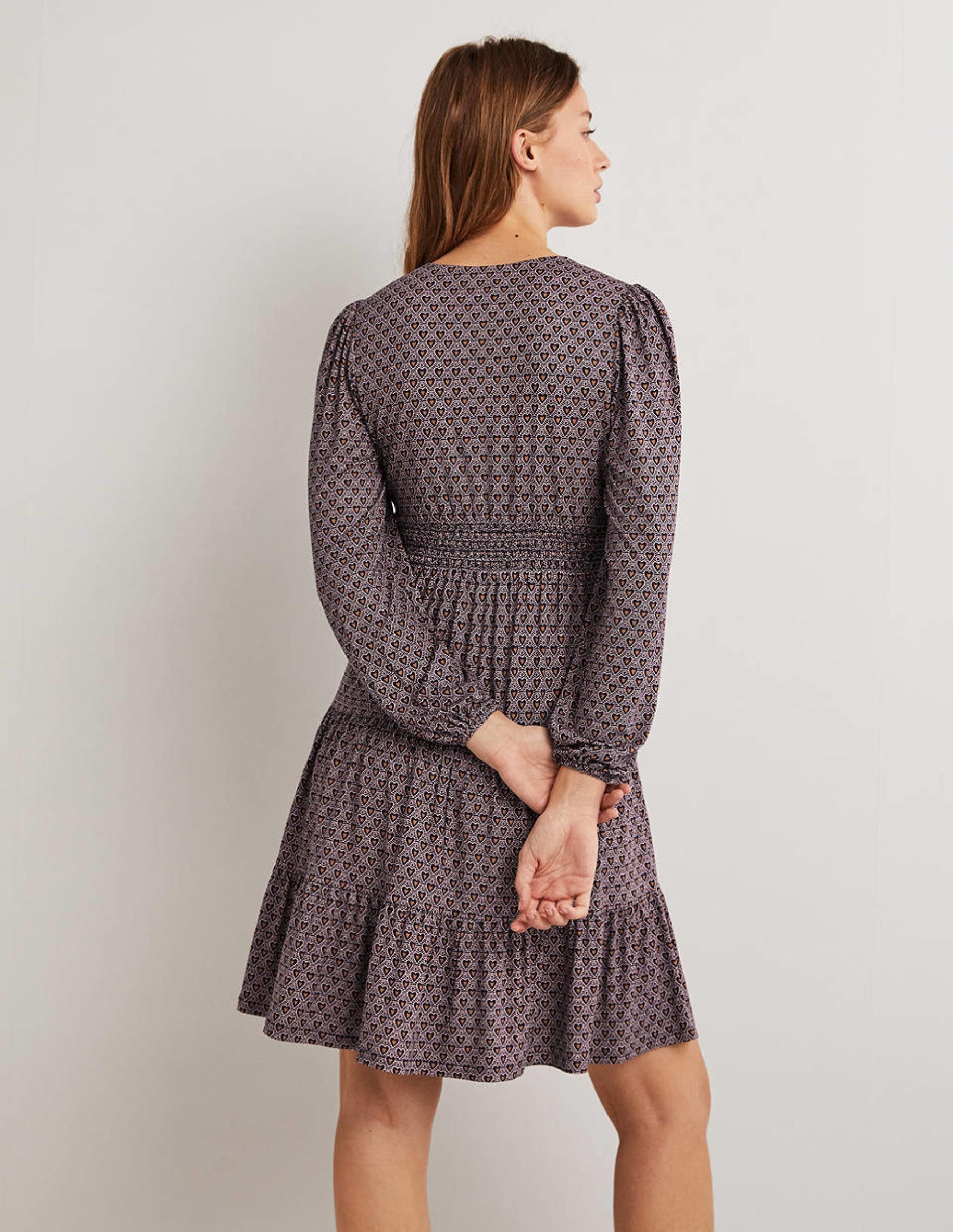 Gestuftes Jersey-Minikleid-Französisches Navy, Zierliche Herzen-3