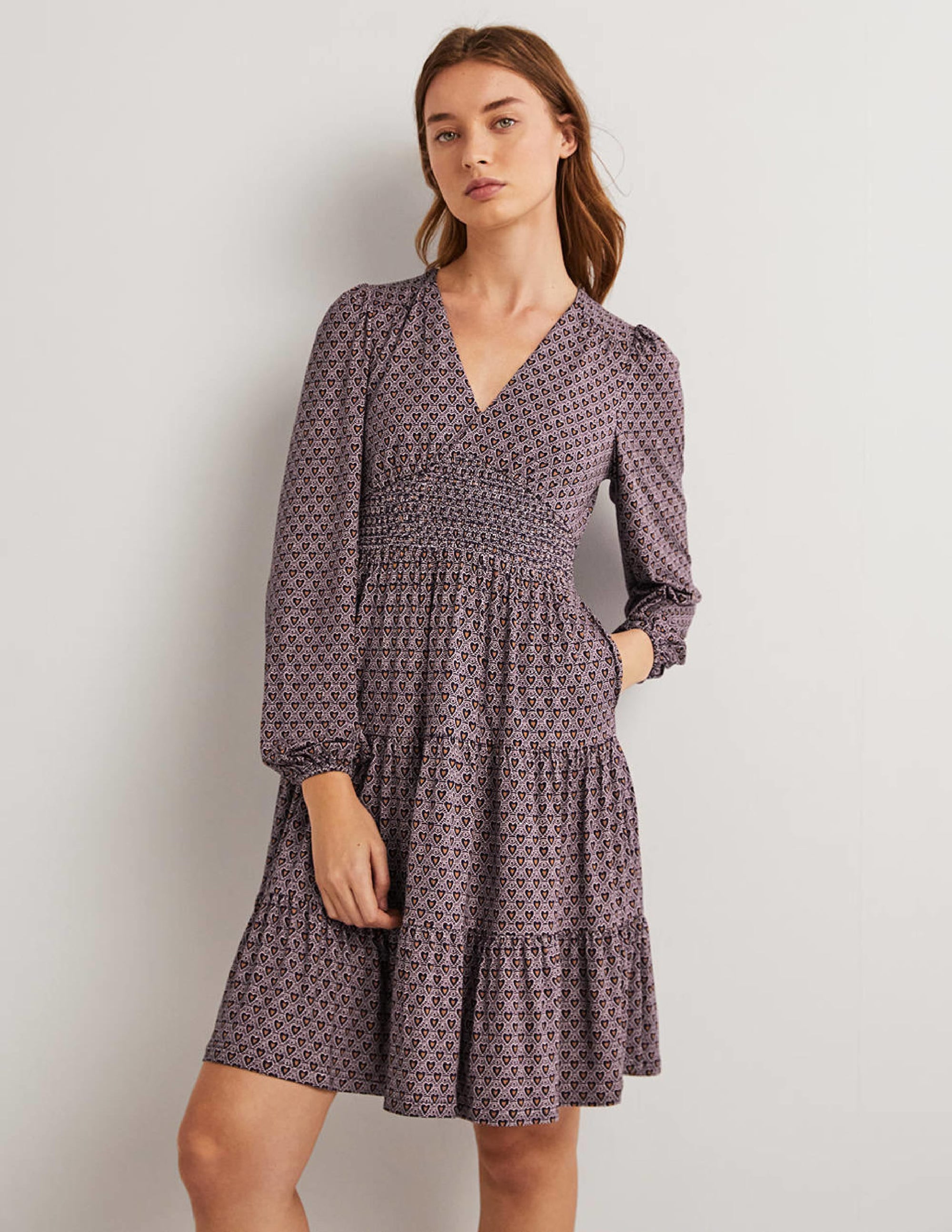 Gestuftes Jersey-Minikleid-Französisches Navy, Zierliche Herzen - Image 5