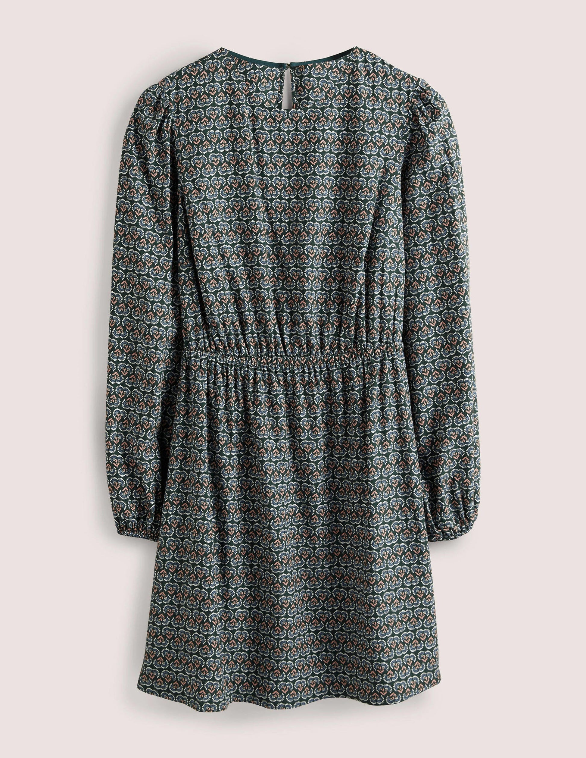 Robe col rond-Vert chasseur, motif Dandelion Pop-5
