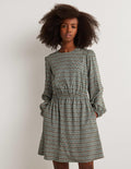 Robe col rond-Vert chasseur, motif Dandelion Pop