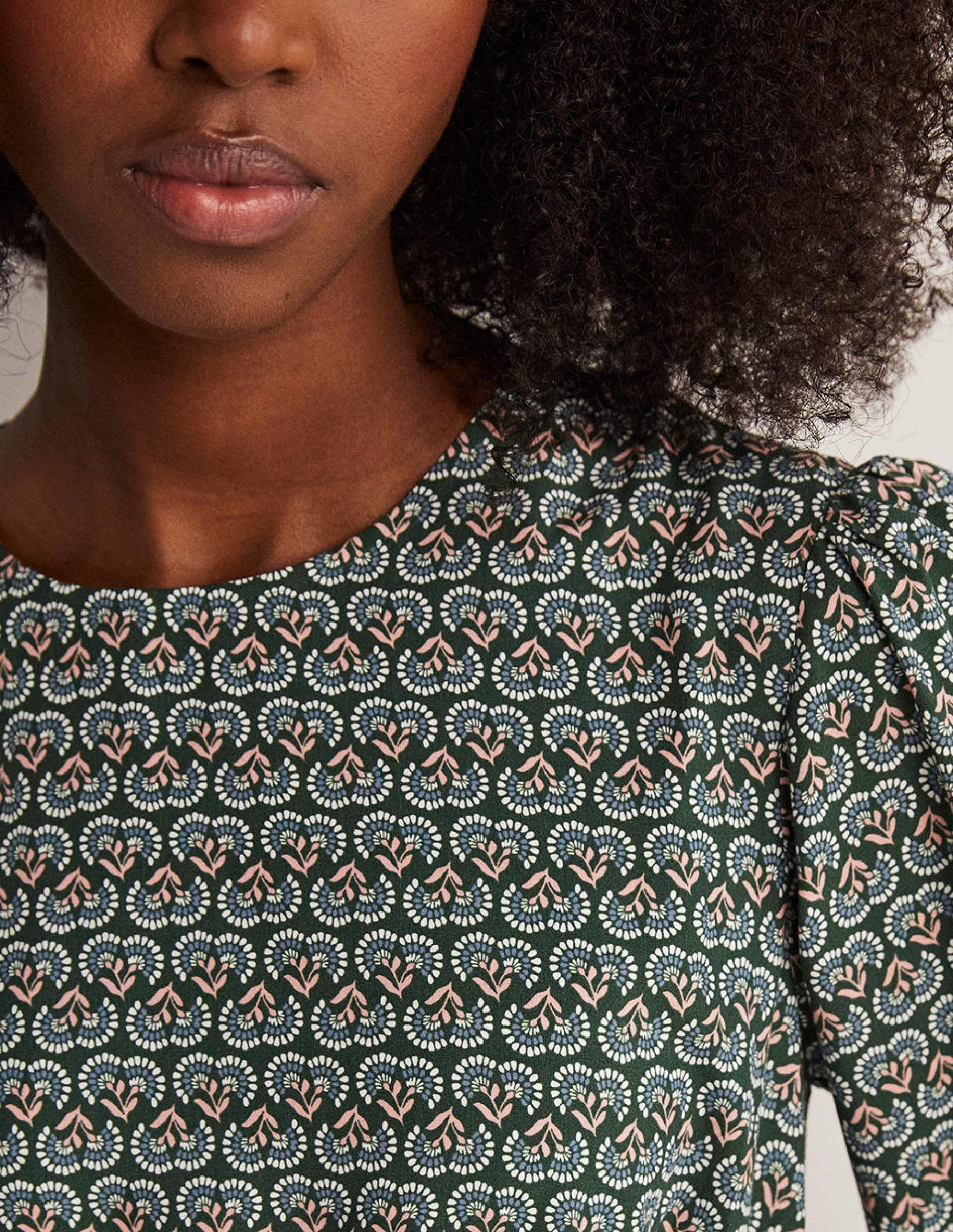 Robe col rond-Vert chasseur, motif Dandelion Pop - Image 2