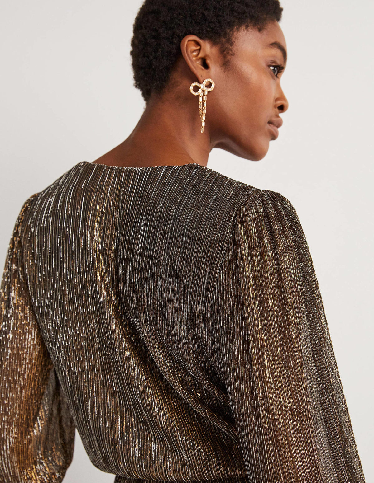 Plissee-Jumpsuit mit Palazzobeinen-Gold/Schwarz, Lurex-5