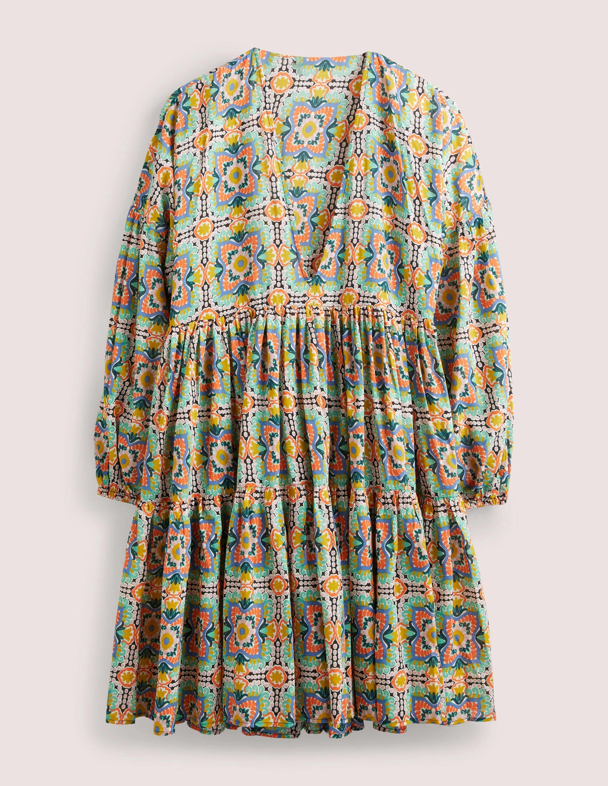 Robe de plage décontractée à volants-Multi, tuile tapisserie-5