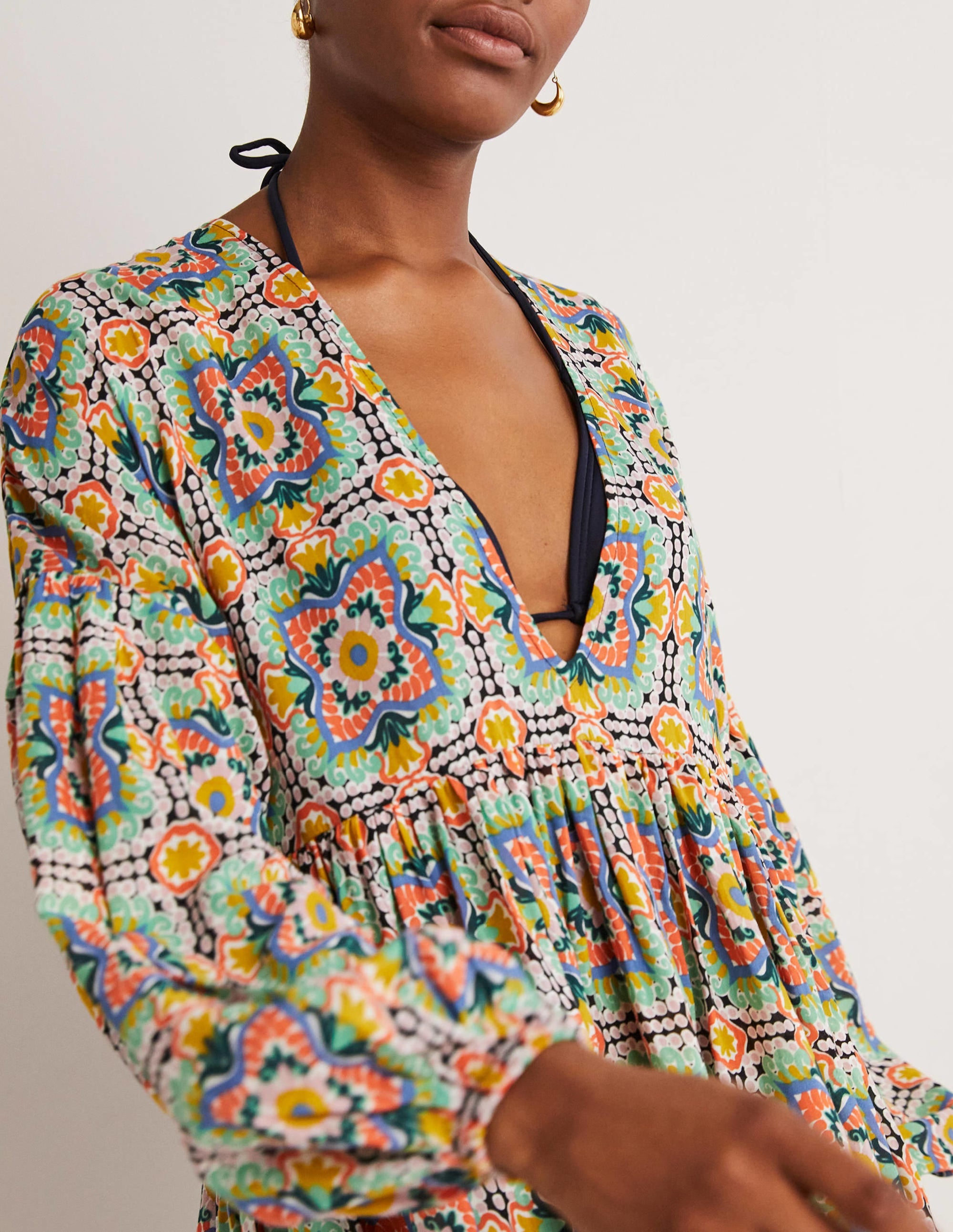 Robe de plage décontractée à volants-Multi, tuile tapisserie - Image 2
