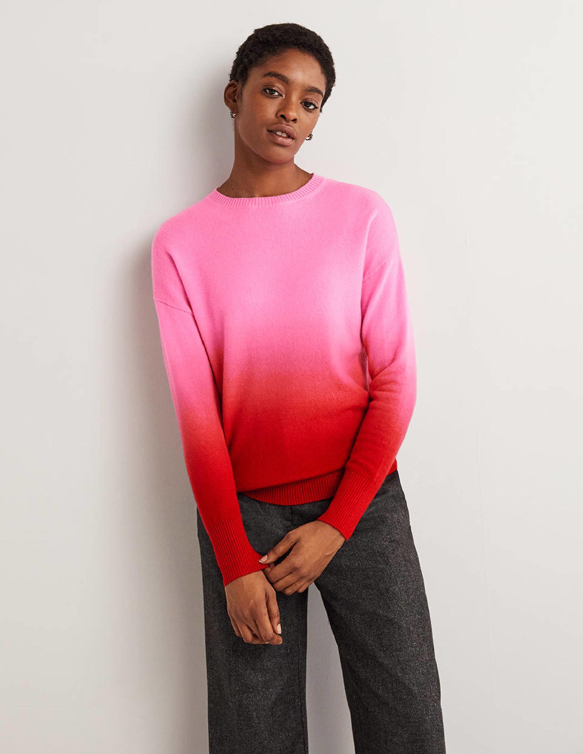 Margot Kaschmirpullover-Rosa/Rot, Farbverlauf-1