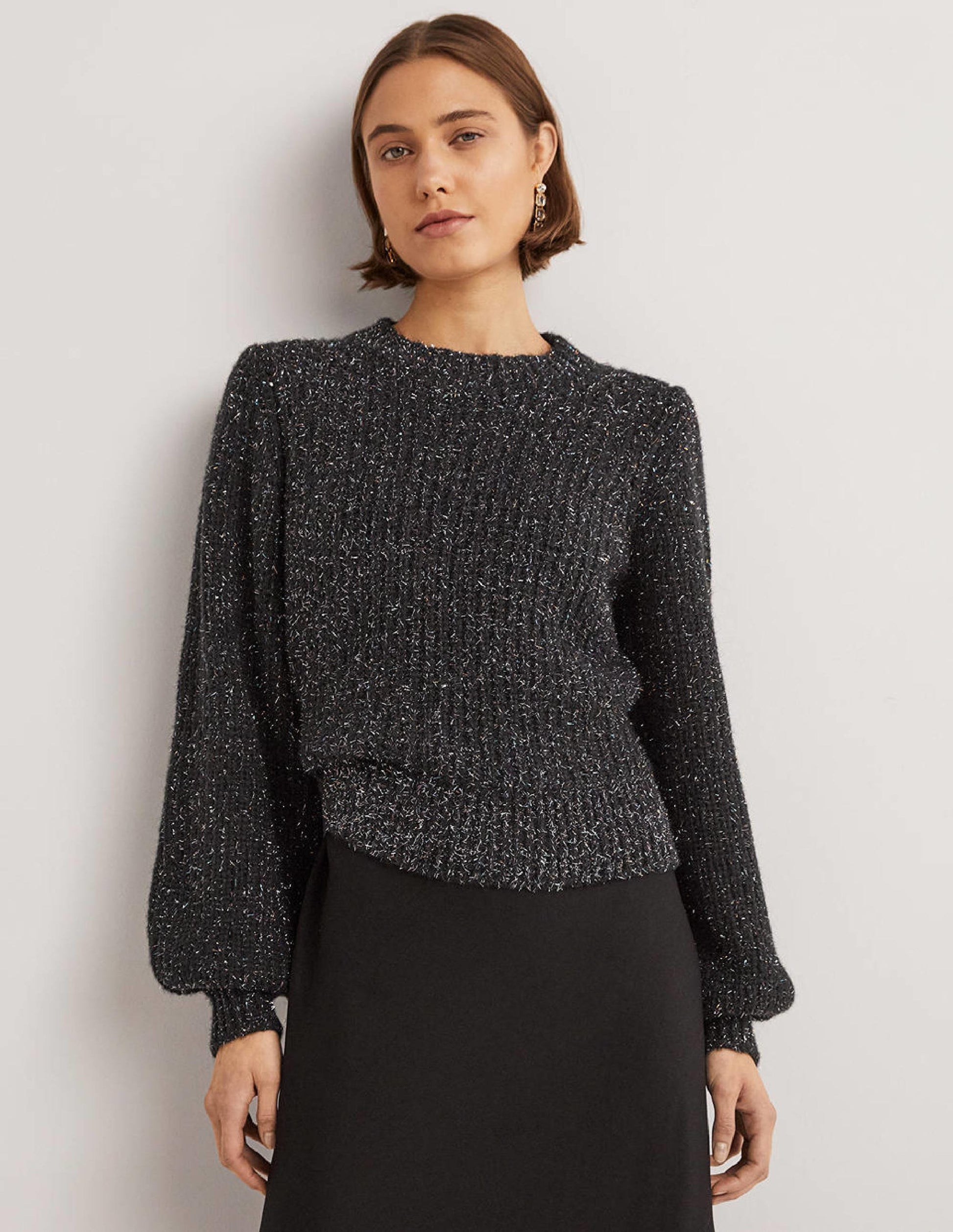 Pull côtelé épais-Étincelle noire-1