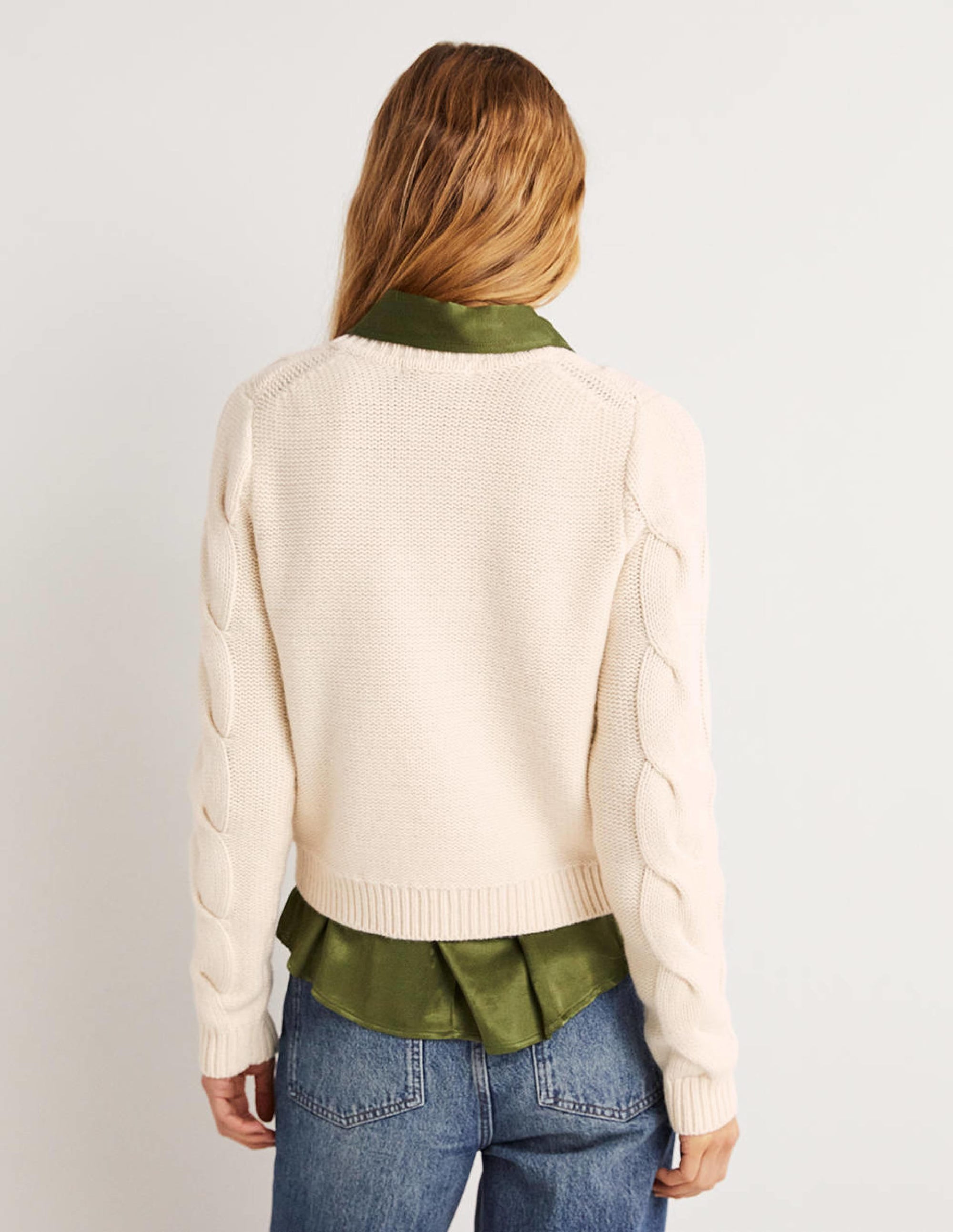 Grobgestrickter Pullover mit Zopfmuster-Warmes Naturweiß - Image 3