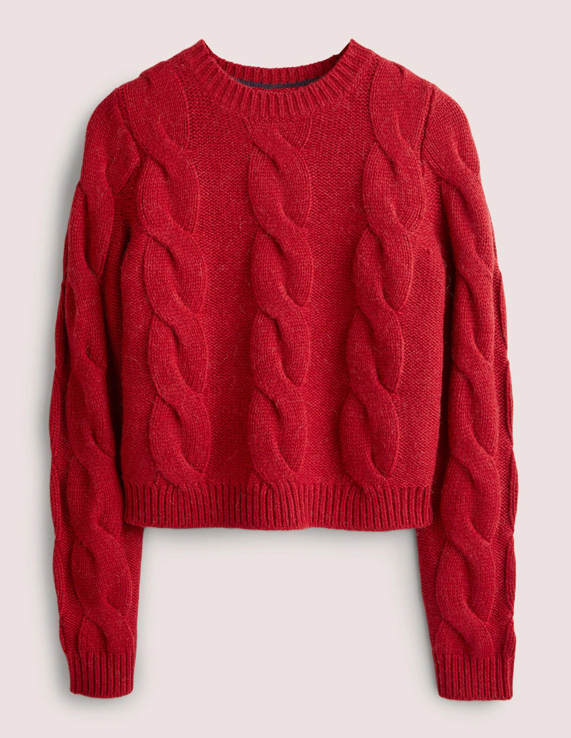 Grobgestrickter Pullover mit Zopfmuster-Rotbraun-6