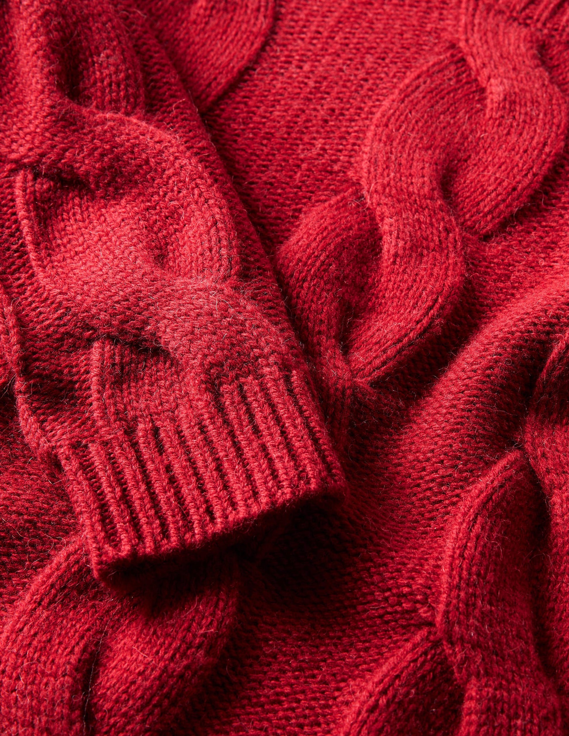 Grobgestrickter Pullover mit Zopfmuster-Rotbraun-7