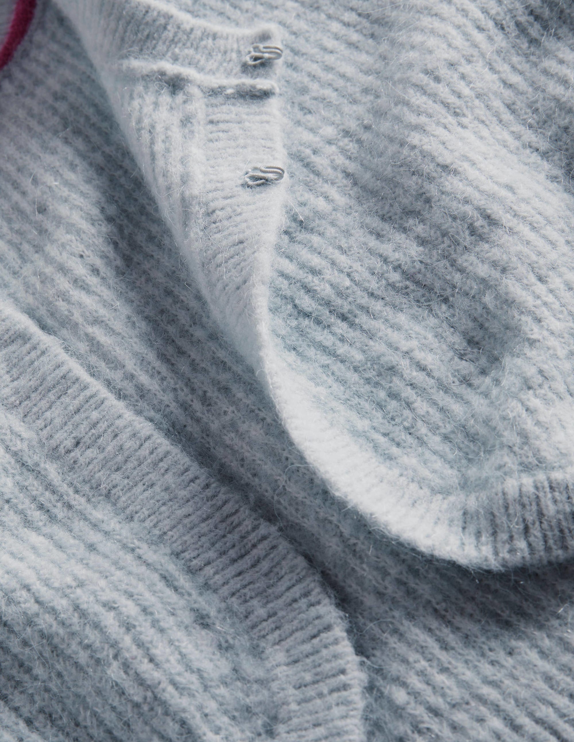 Boléro en maille côtelée-Bleu chiné vintage - Image 6