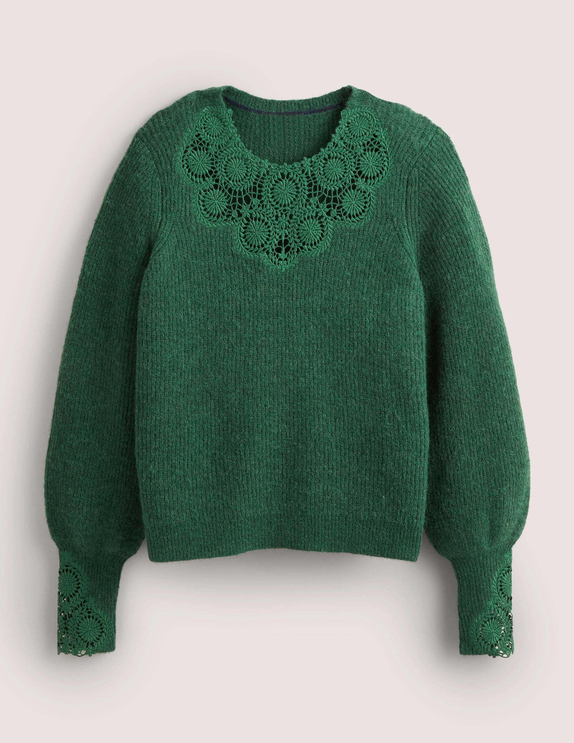 Detail Fluffy Jumper-Hunter Green Embroidery - Image 5