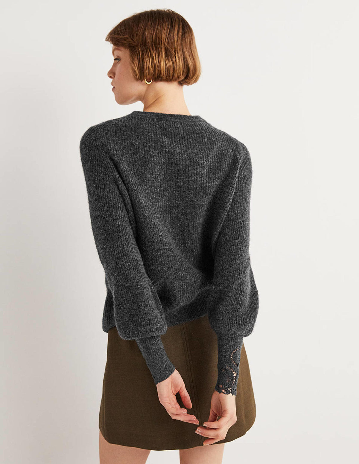 Flauschiger Pullover mit Stickerei-Anthrazit Melange, Stickerei-3