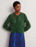 Gilet duveteux brodé-Broderie vert chasseur