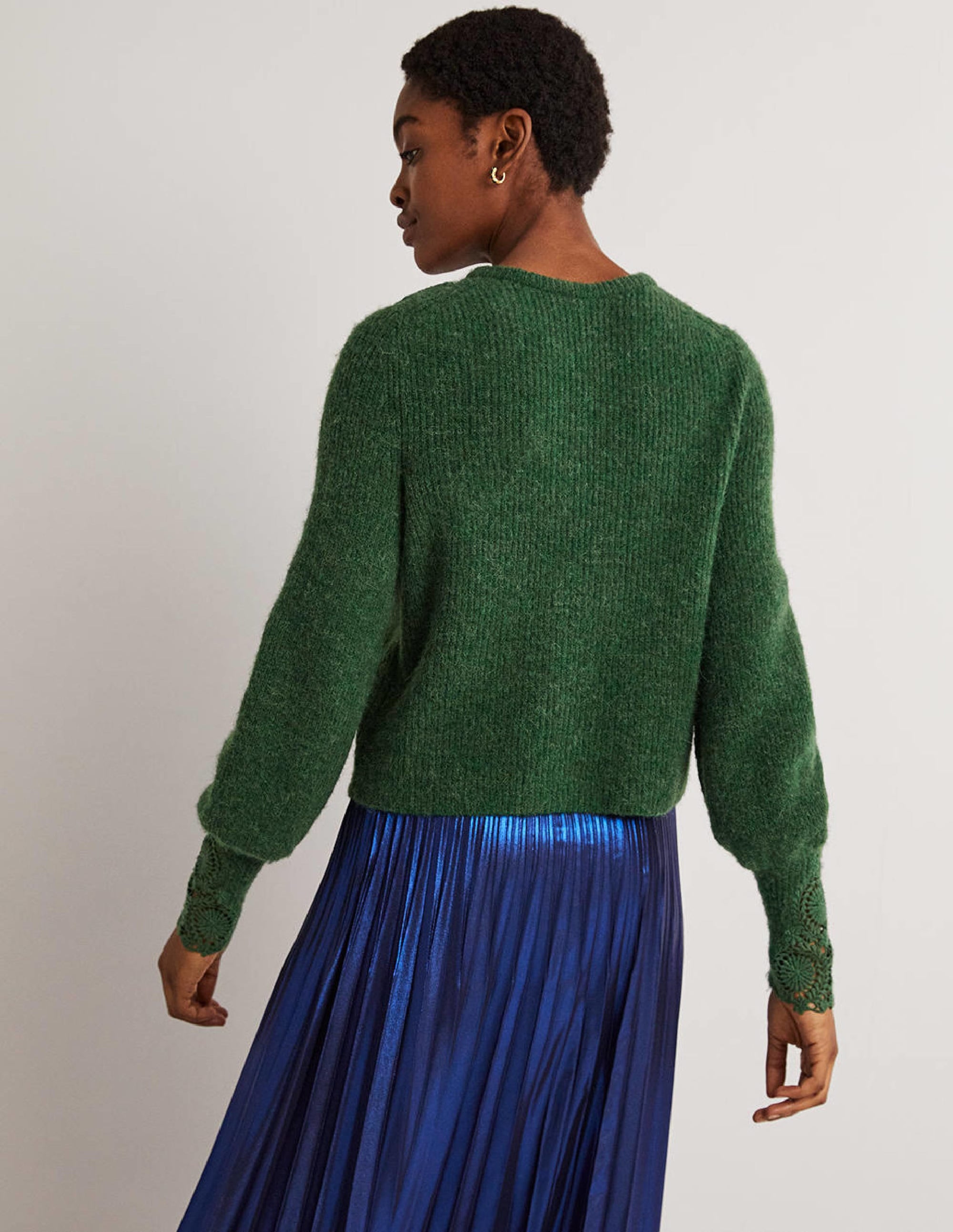 Gilet duveteux brodé-Broderie vert chasseur - Image 3