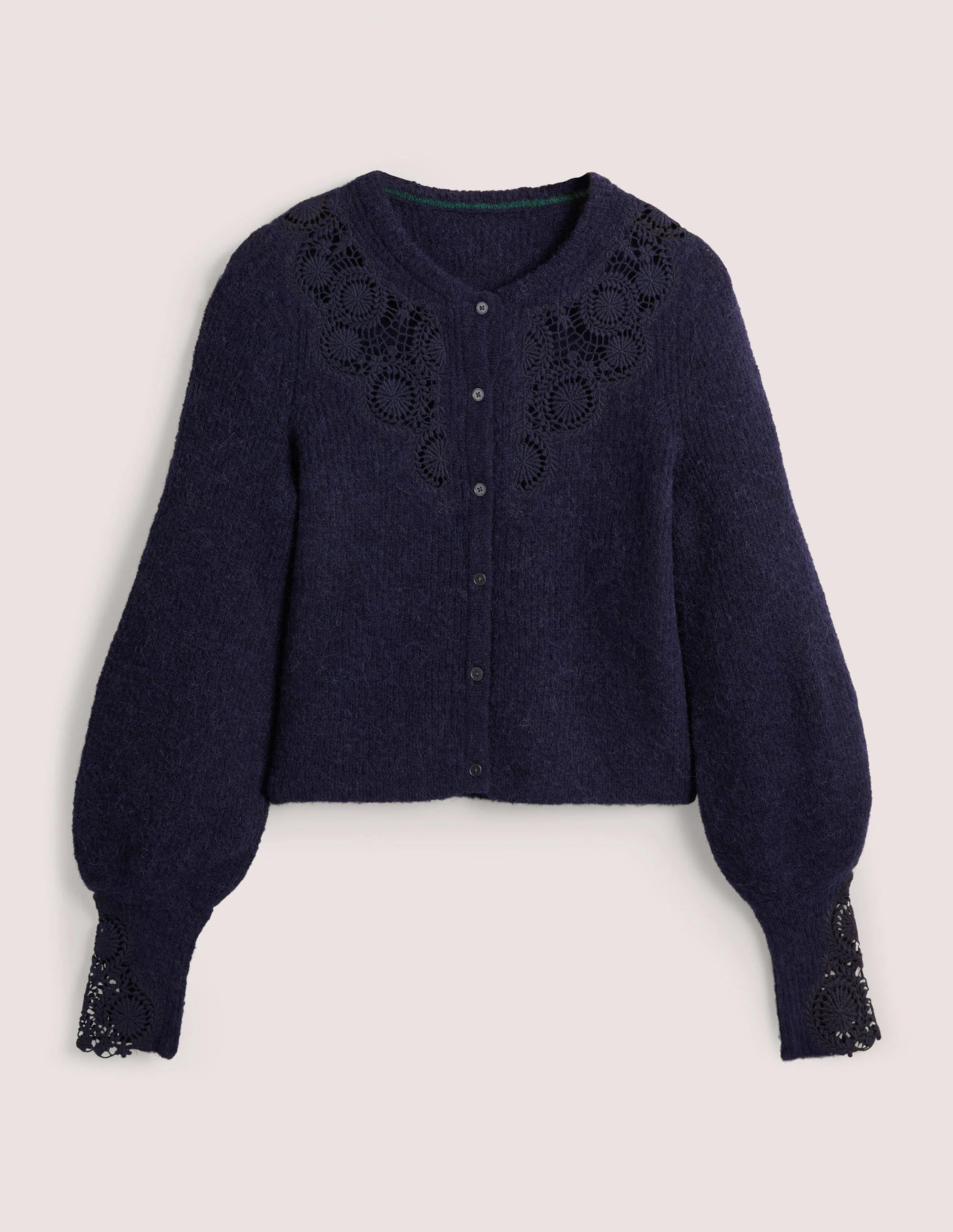 Flauschiger Cardigan mit Stickerei-Navy, Stickerei - Image 6