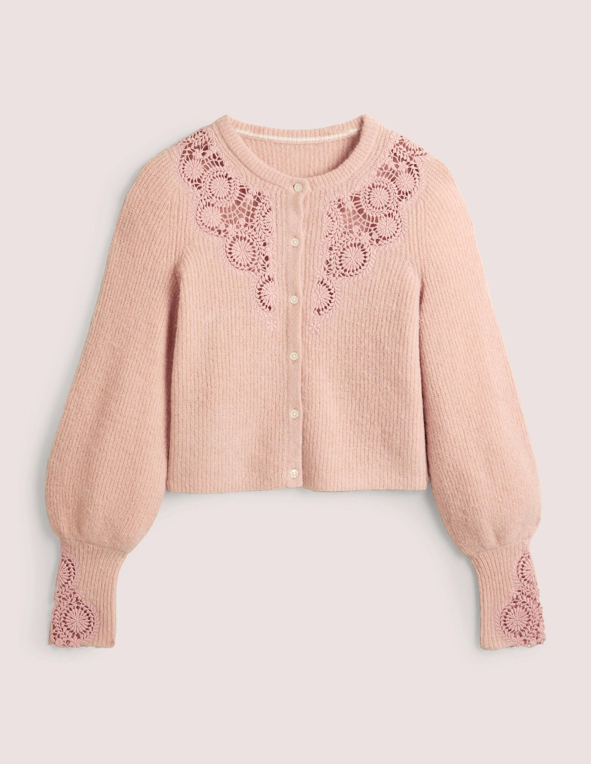 Flauschiger Cardigan mit Stickerei-Eisrosa, Stickerei - Image 7