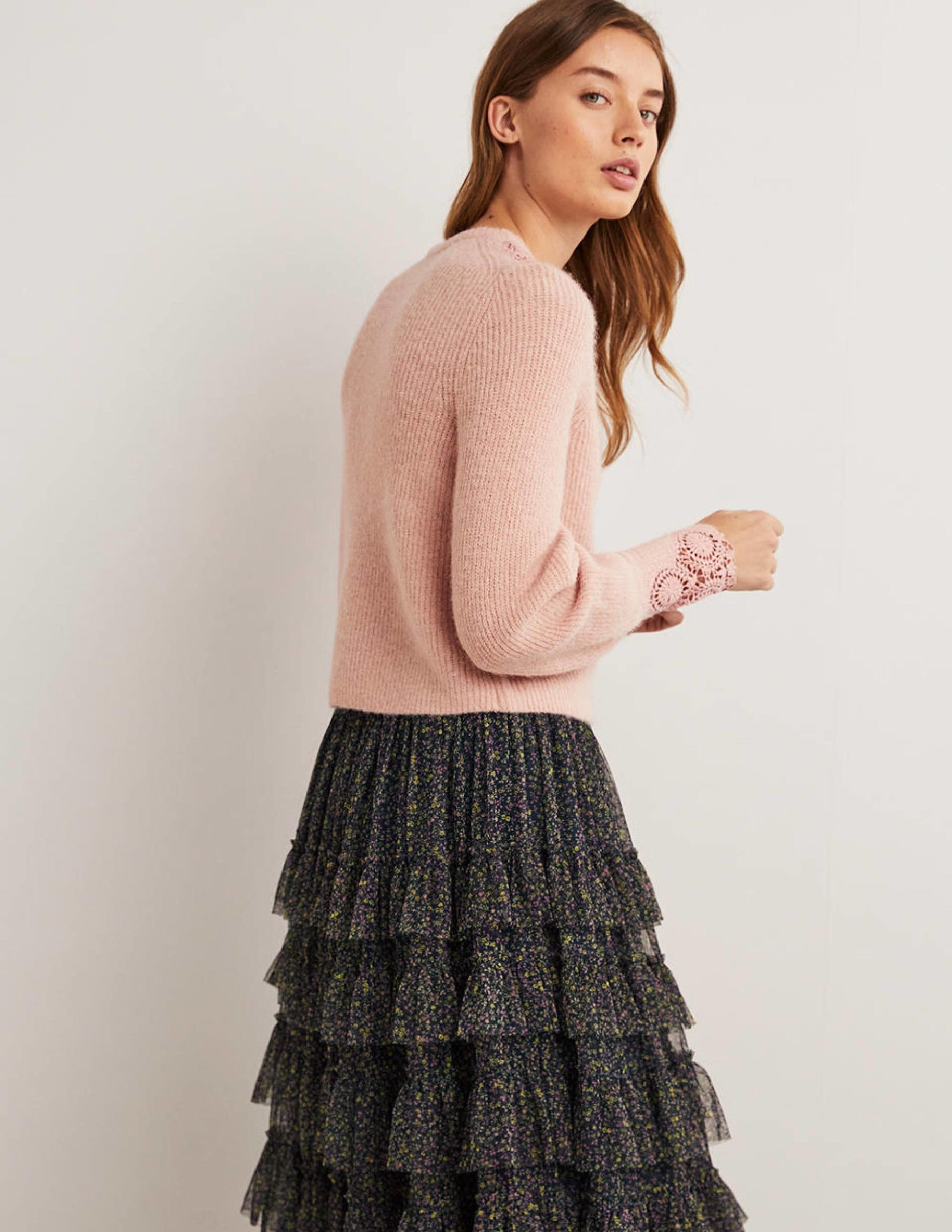 Flauschiger Cardigan mit Stickerei-Eisrosa, Stickerei-3