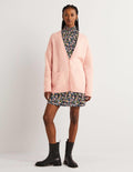 Flauschiger langer Cardigan-Eisrosa