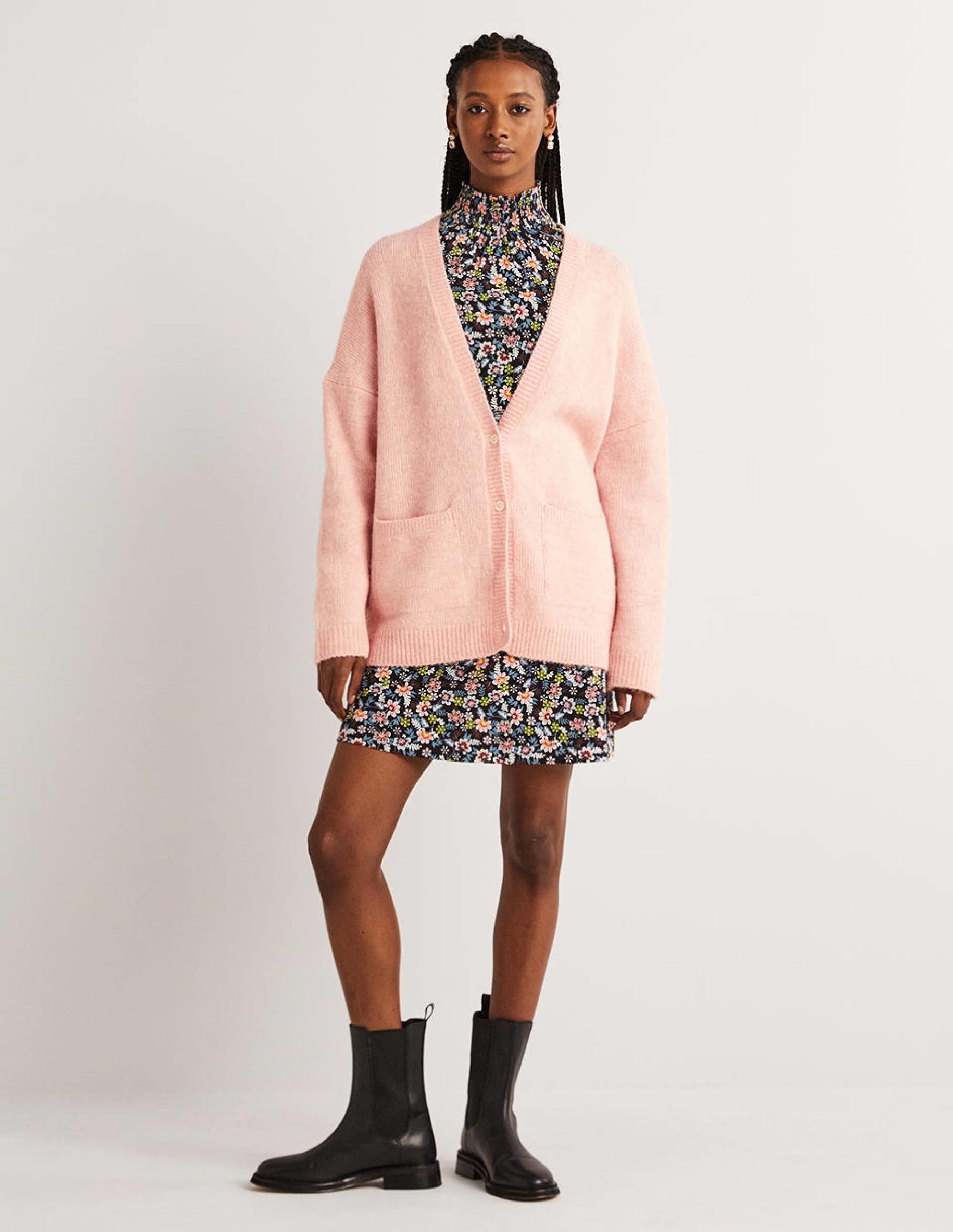 Flauschiger langer Cardigan-Eisrosa - Image 1