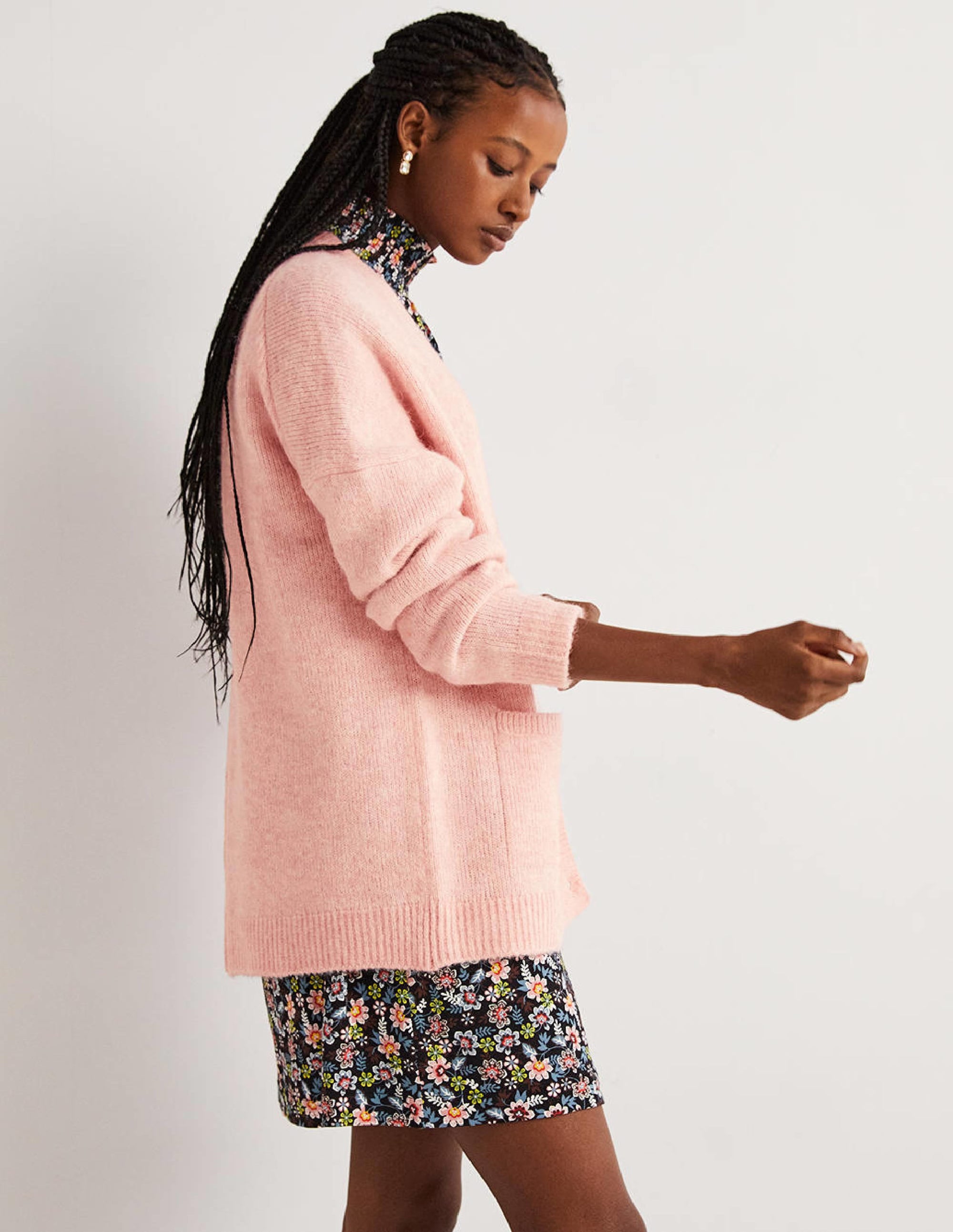 Flauschiger langer Cardigan-Eisrosa - Image 2