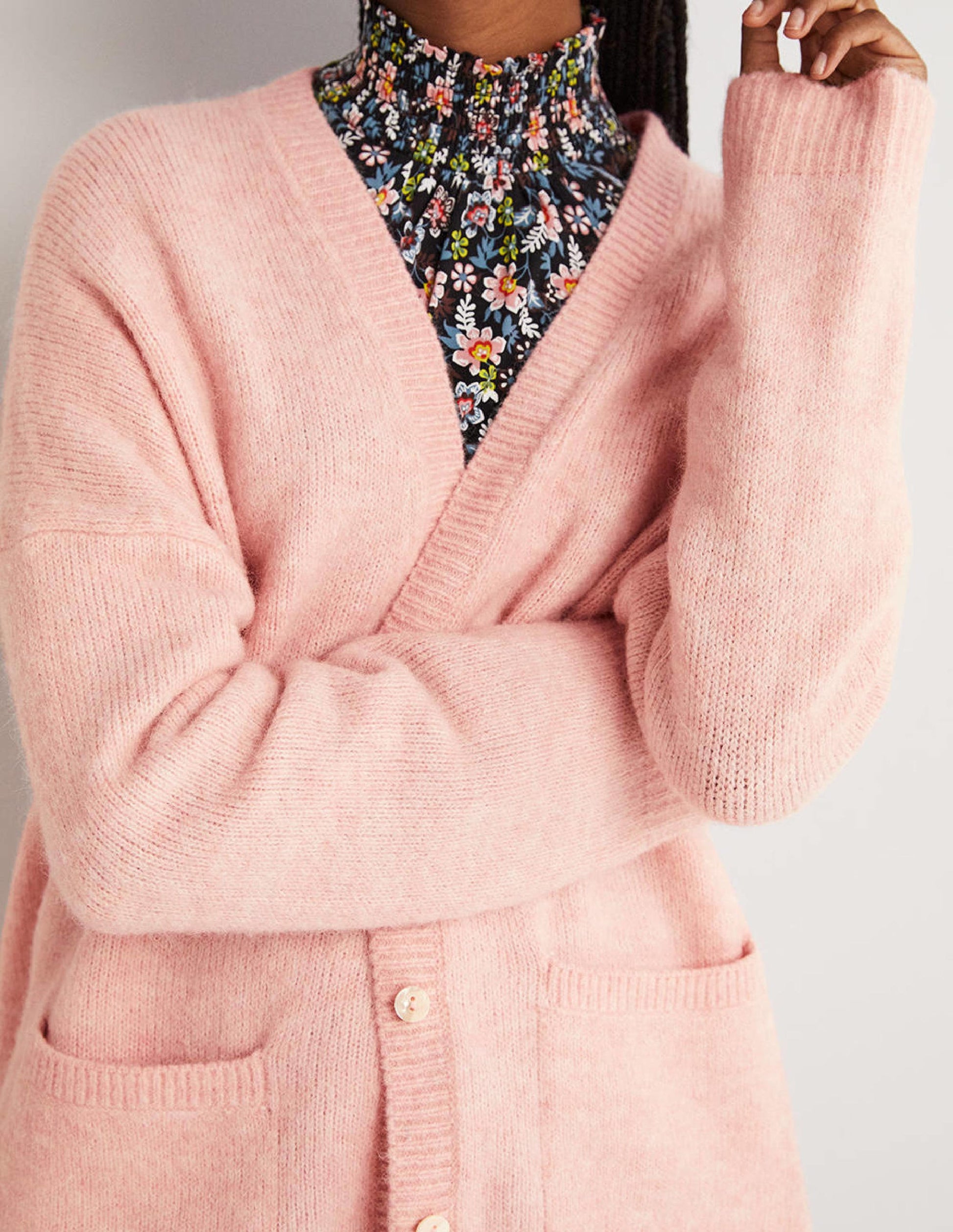 Flauschiger langer Cardigan-Eisrosa-3