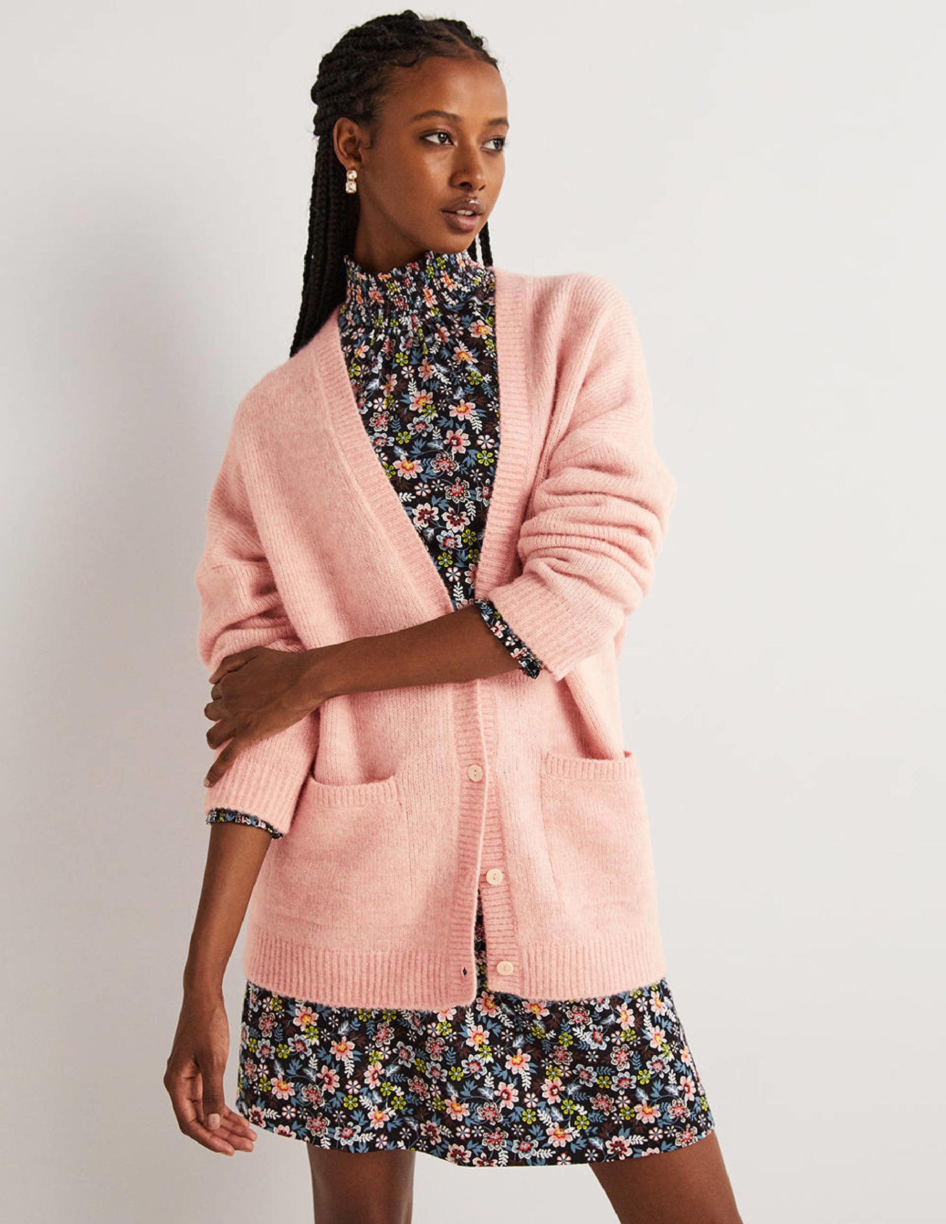 Flauschiger langer Cardigan-Eisrosa-5