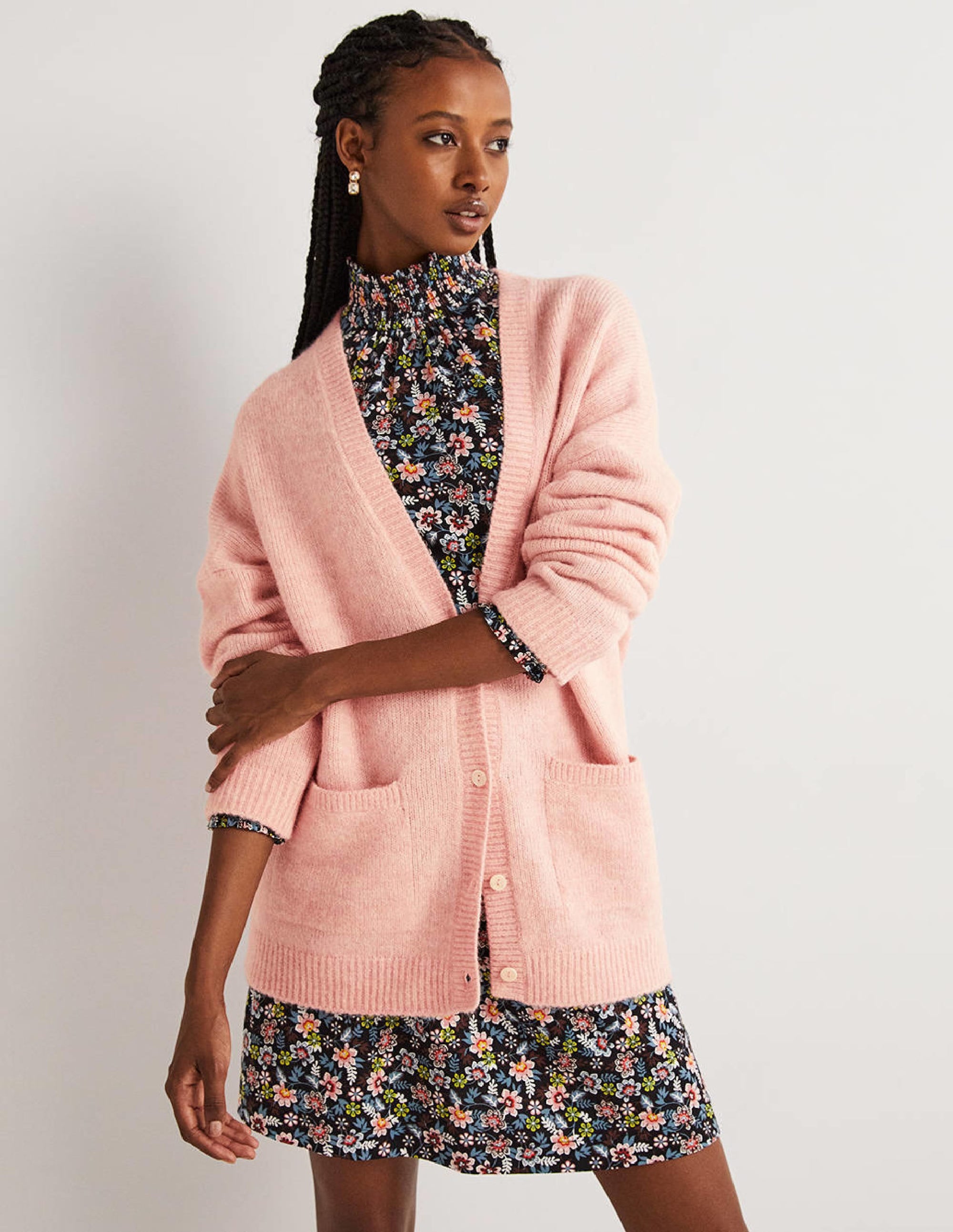 Flauschiger langer Cardigan-Eisrosa - Image 5