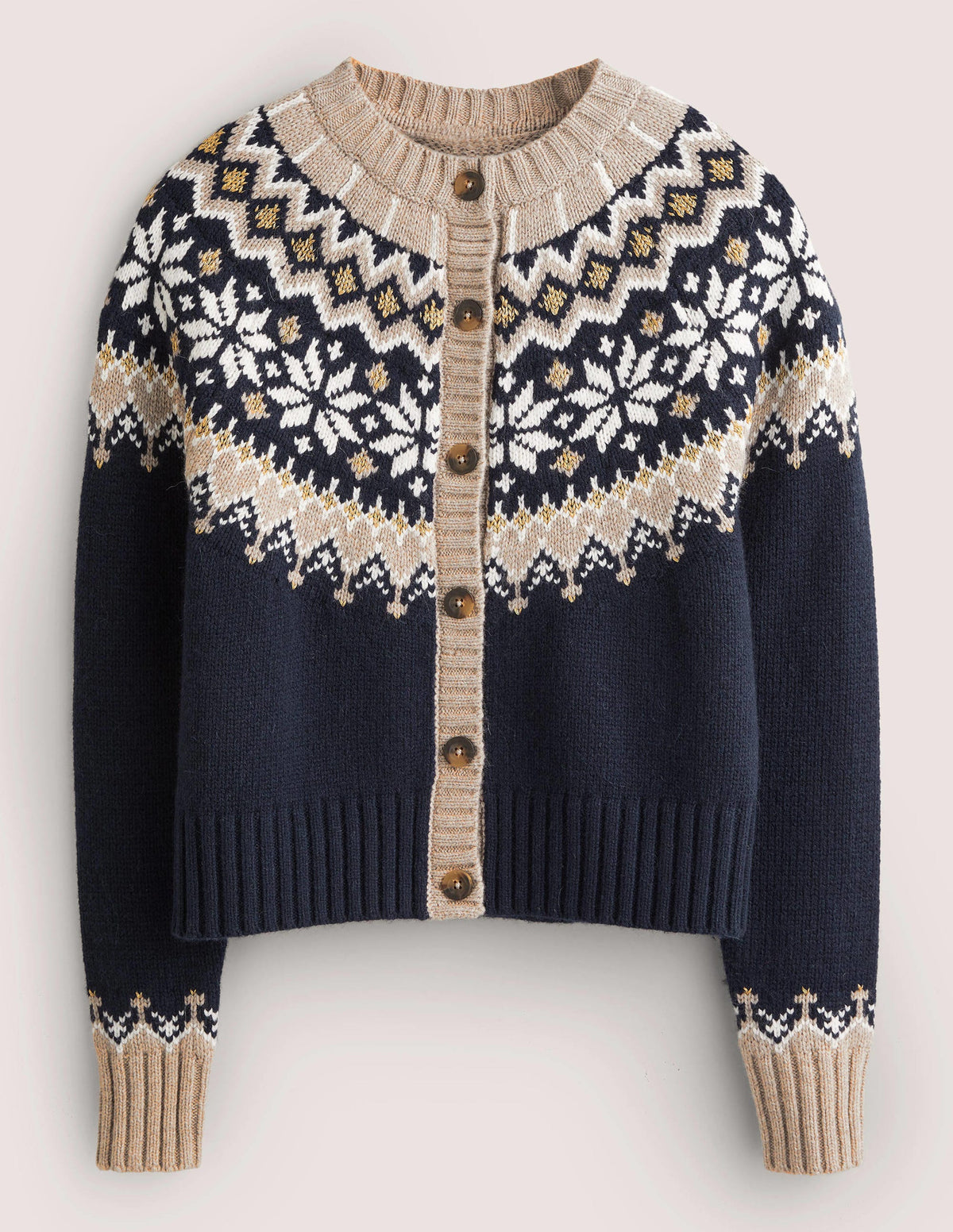 Grob gestrickter Fair-Isle-Cardigan-Navy/Mausgrau, Fair-Isle-Muster - Image 6