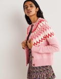 Chunky Fair Isle Cardigan-Cameo Pink Fair Isle