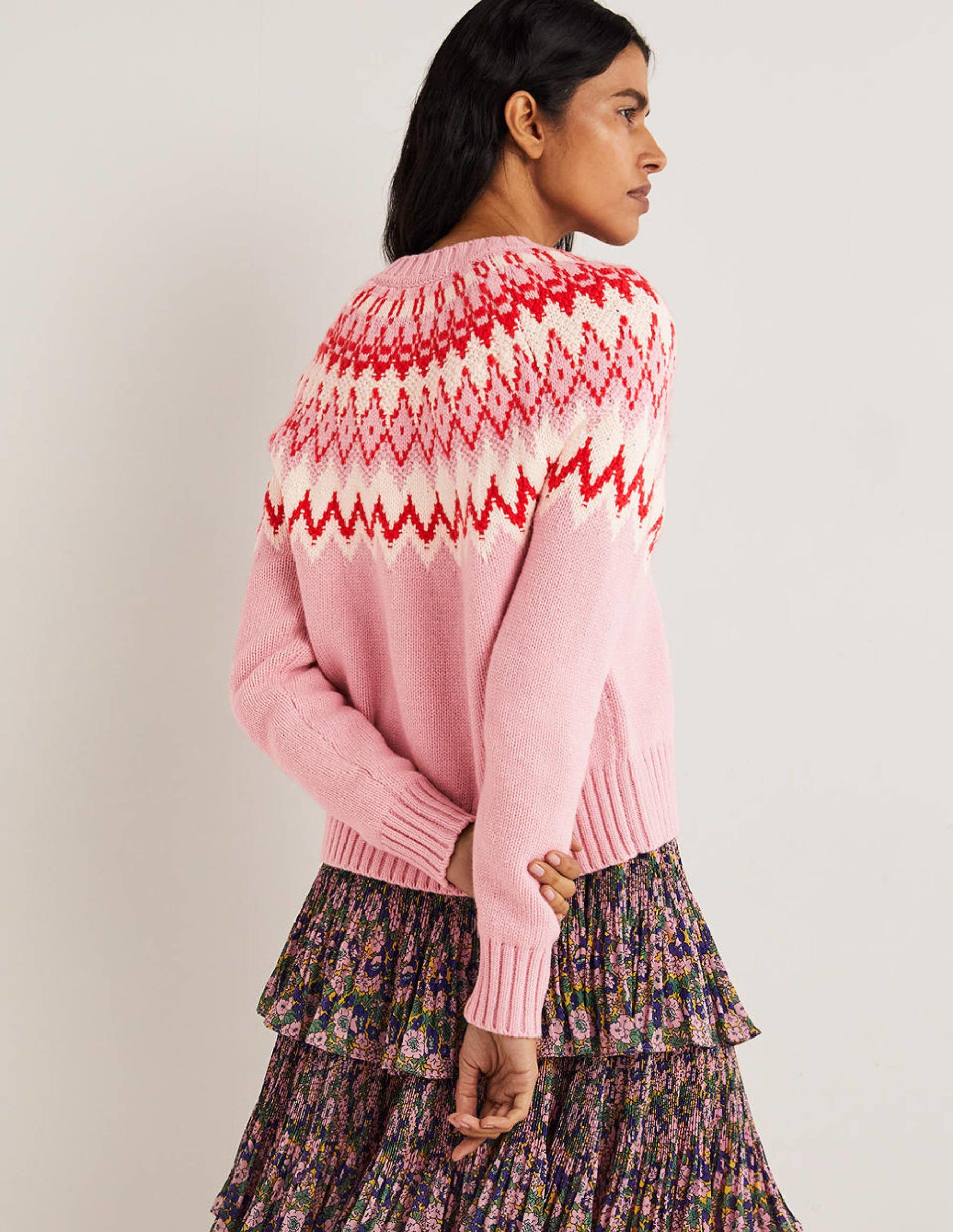 Chunky Fair Isle Cardigan-Cameo Pink Fair Isle-3