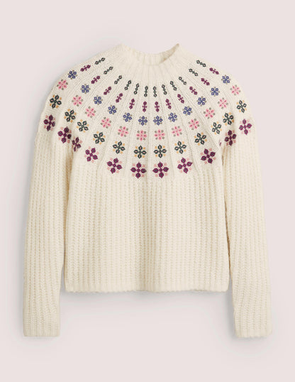Pull duveteux brodé-Ivoire, broderie multi-7