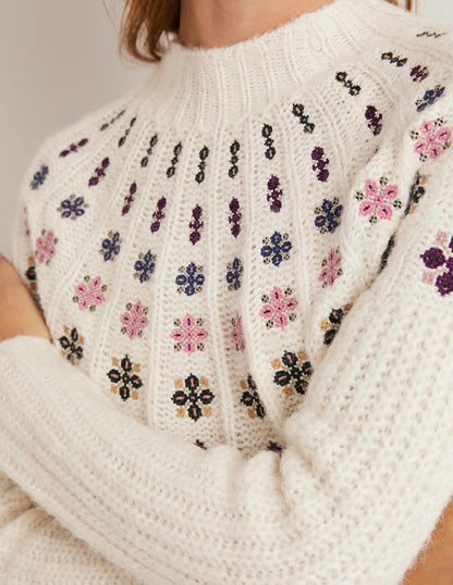 Pull duveteux brodé-Ivoire, broderie multi-2