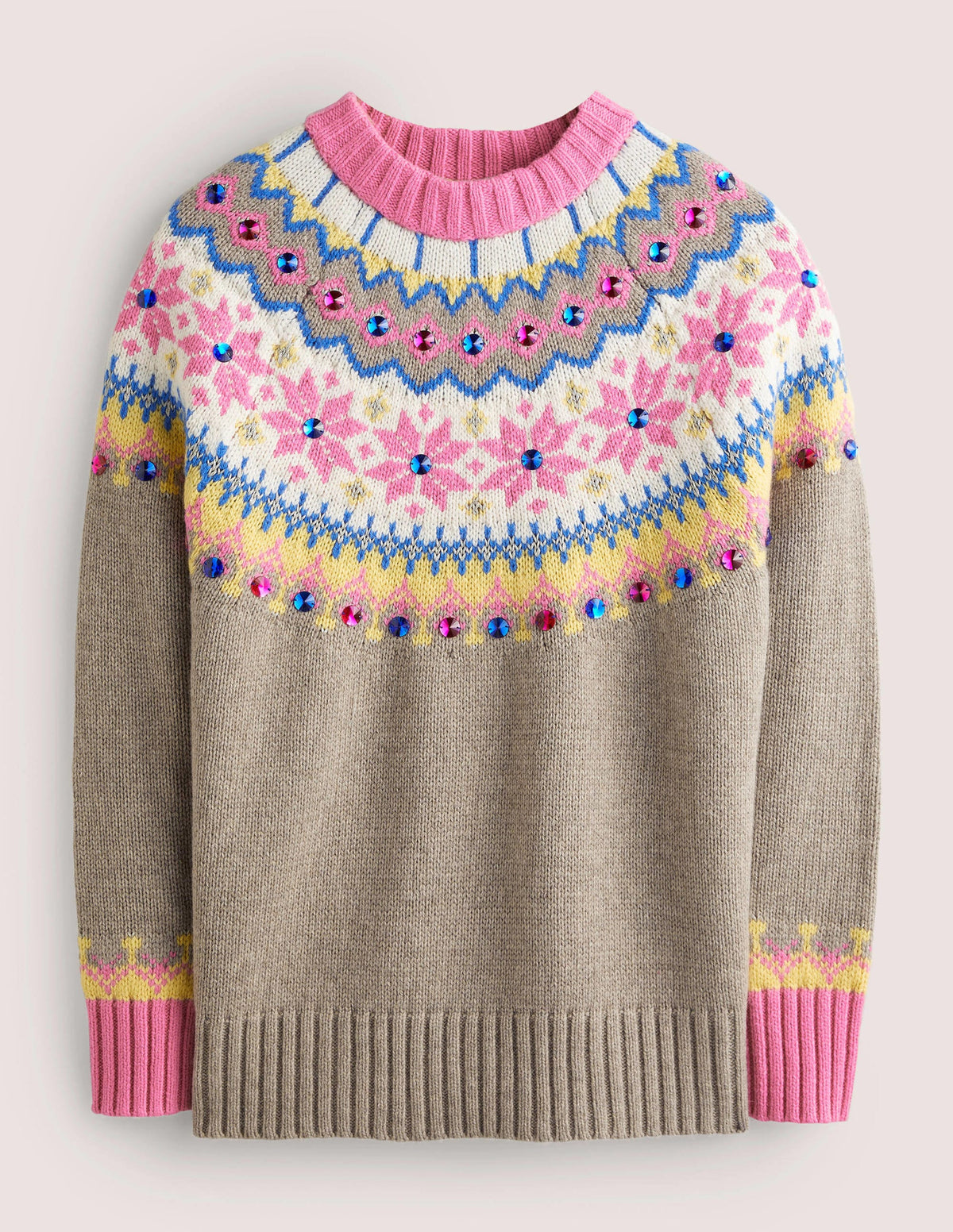 Verzierter Fair-Isle-Pullover-Nerzbraun, Verziertes Fair-Isle-Muster - Image 6