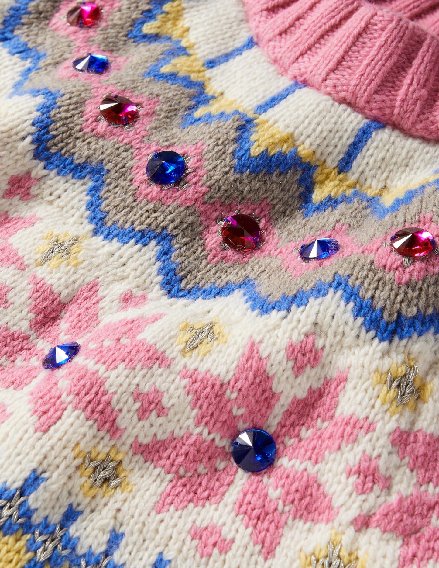 Verzierter Fair-Isle-Pullover-Nerzbraun, Verziertes Fair-Isle-Muster