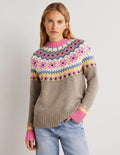 Verzierter Fair-Isle-Pullover-Nerzbraun, Verziertes Fair-Isle-Muster