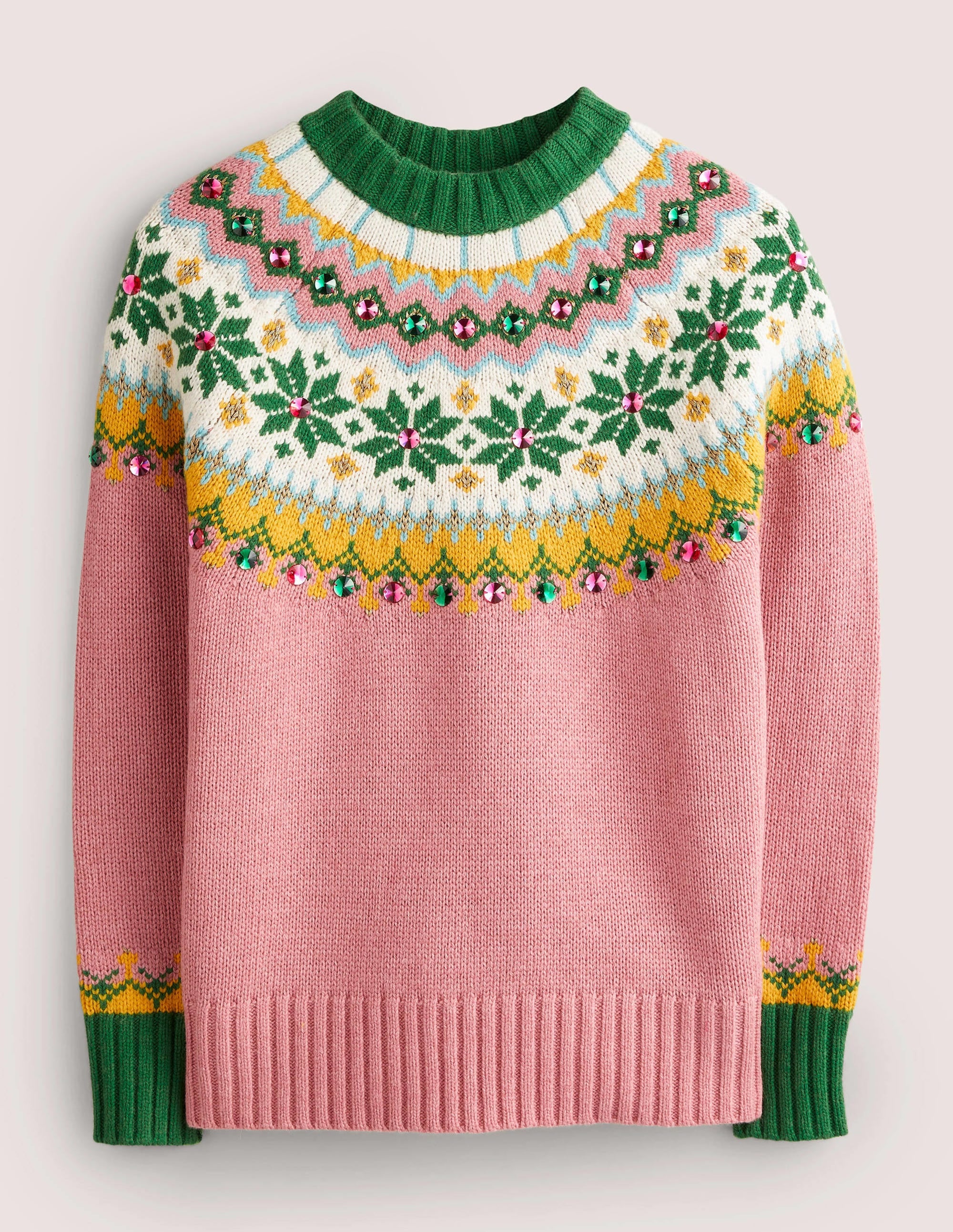 Embellished Fair Isle Jumper-Pink, Embellished Fair Isle - Image 7
