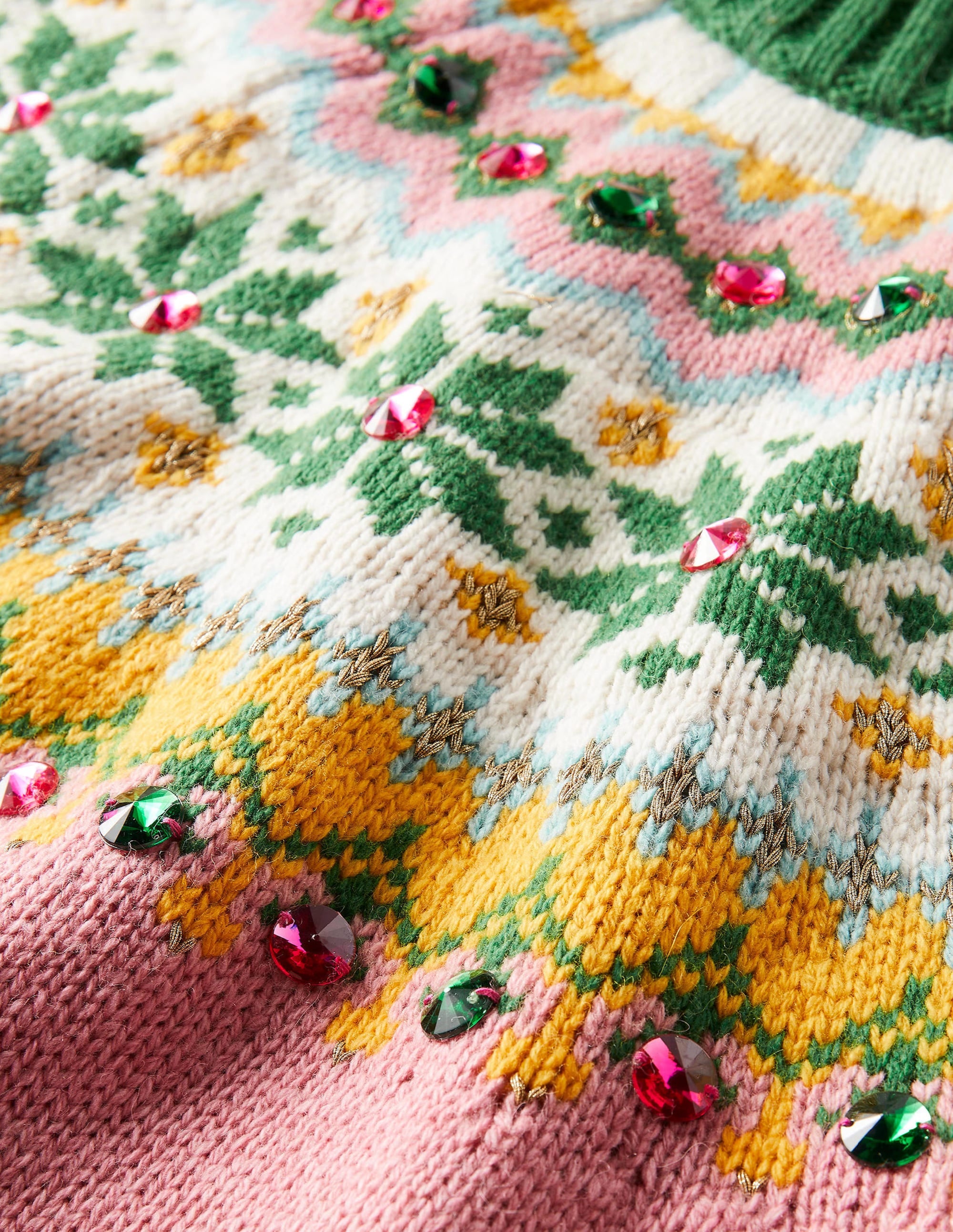 Embellished Fair Isle Jumper-Pink, Embellished Fair Isle - Image 8