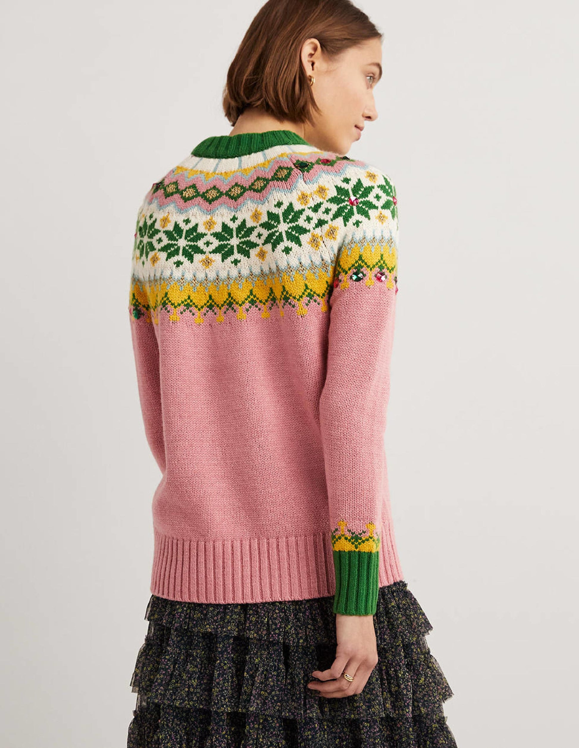 Embellished Fair Isle Jumper-Pink, Embellished Fair Isle-3