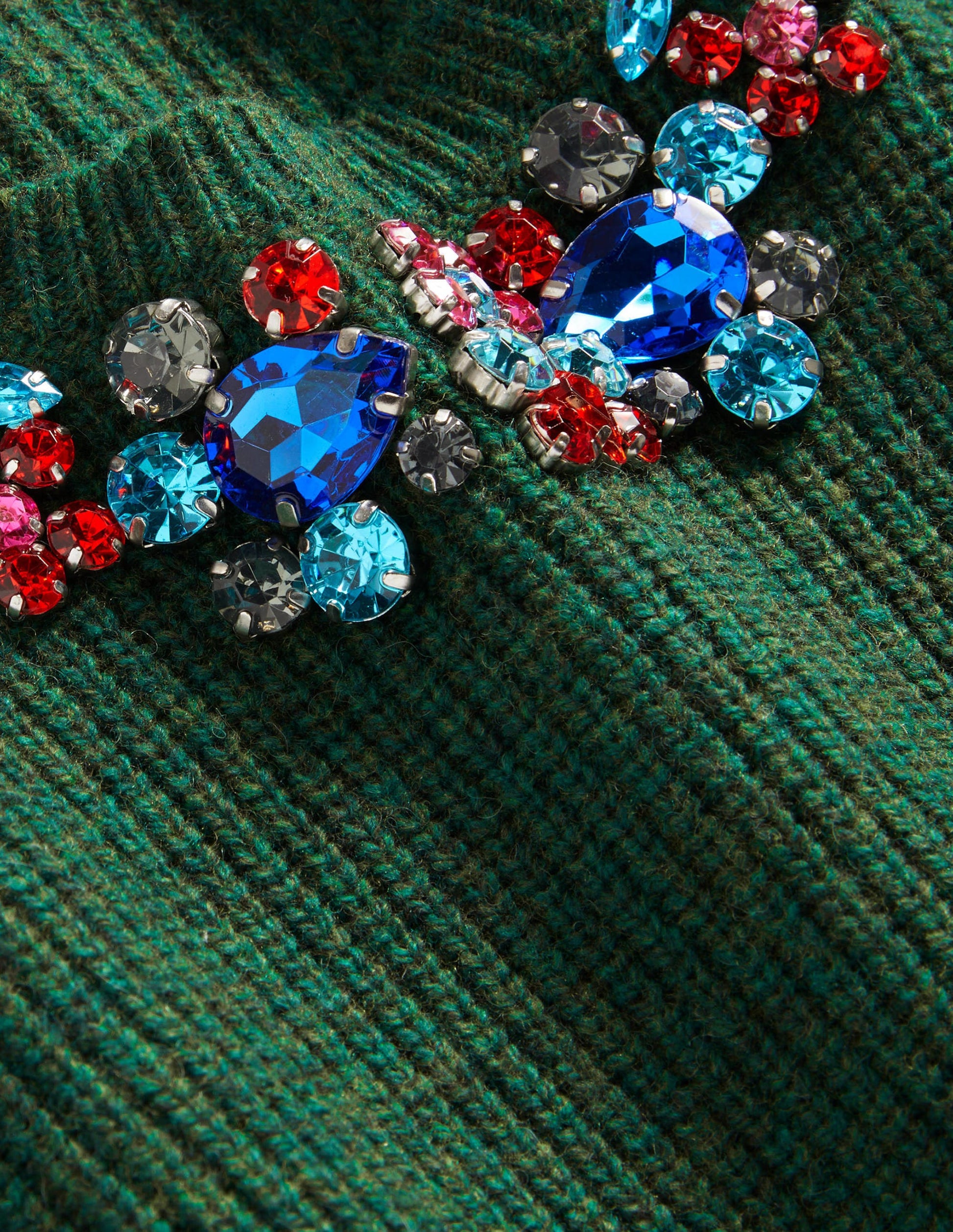 Embellished Party Jumper-Dark Green, Embellished Collar-7