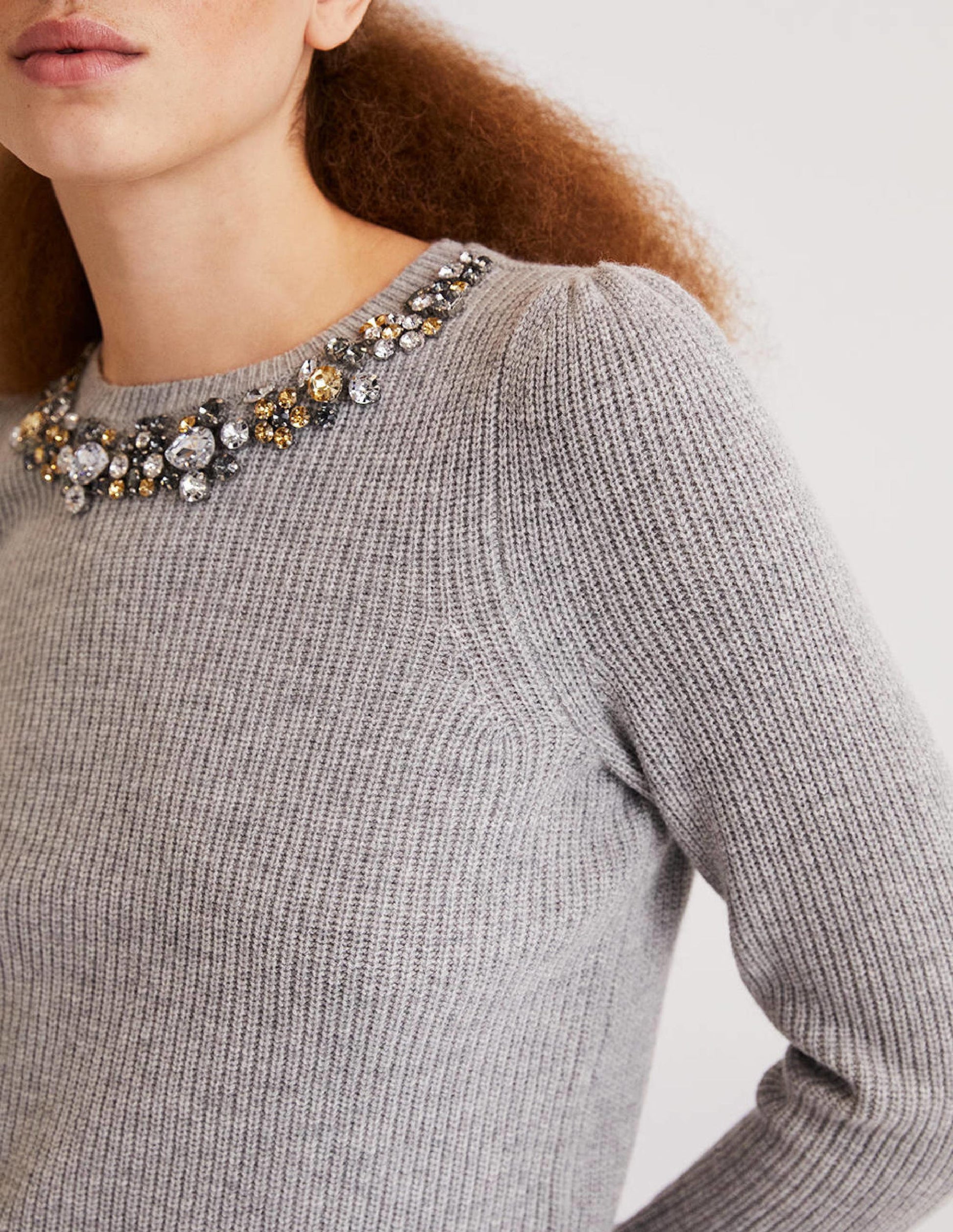 Embellished Party Jumper-Grey, Embellished Collar-2