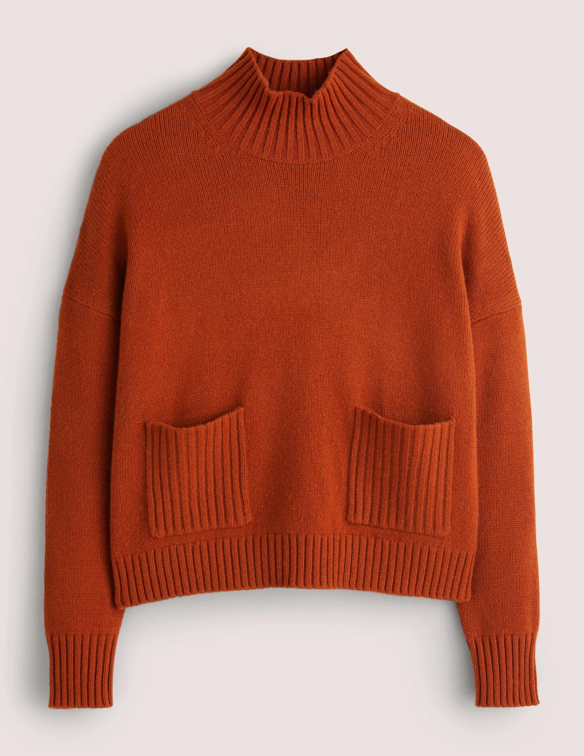 Kaschmirpullover mit hohem Kragen-Kupferrot - Image 5