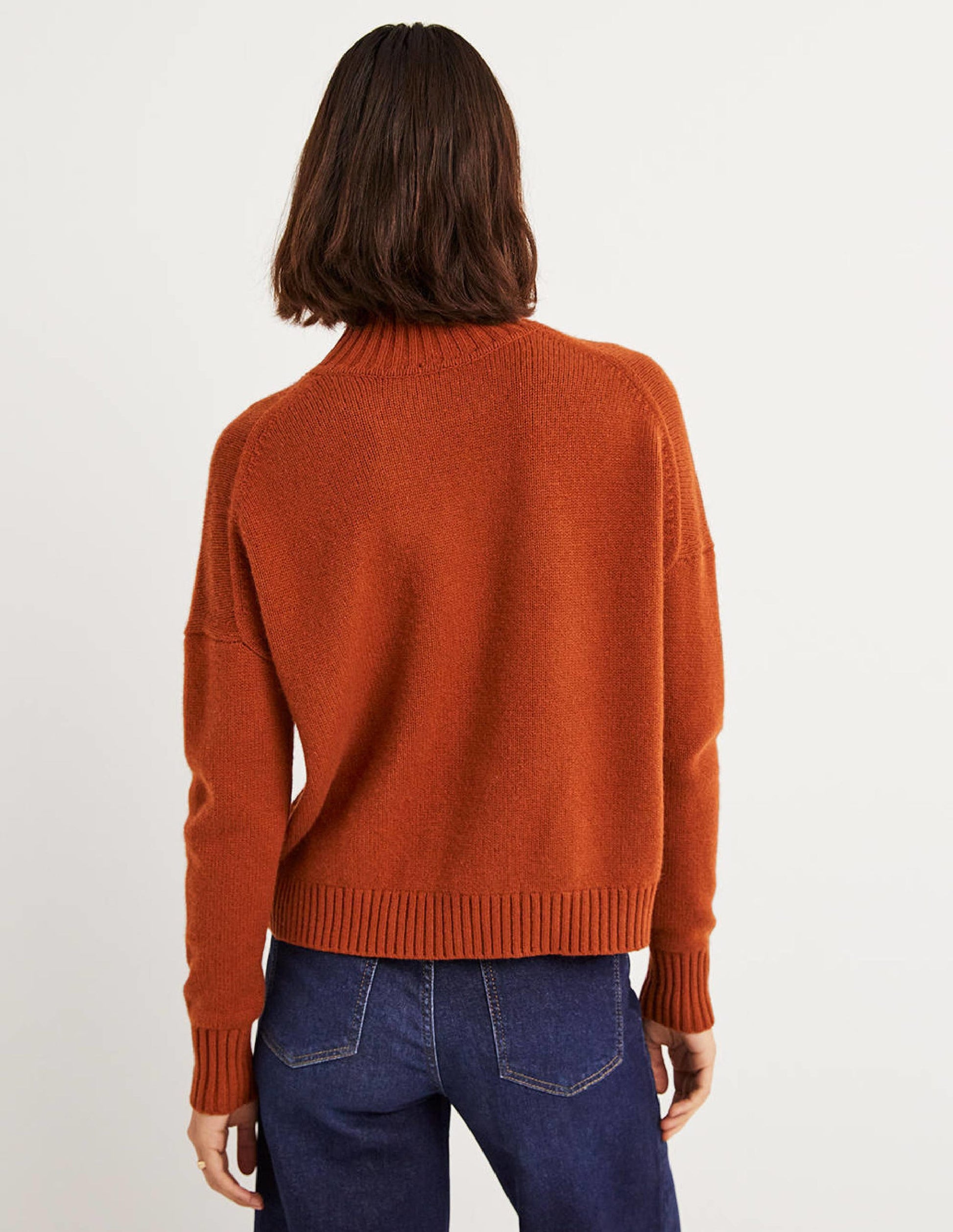 Kaschmirpullover mit hohem Kragen-Kupferrot-2