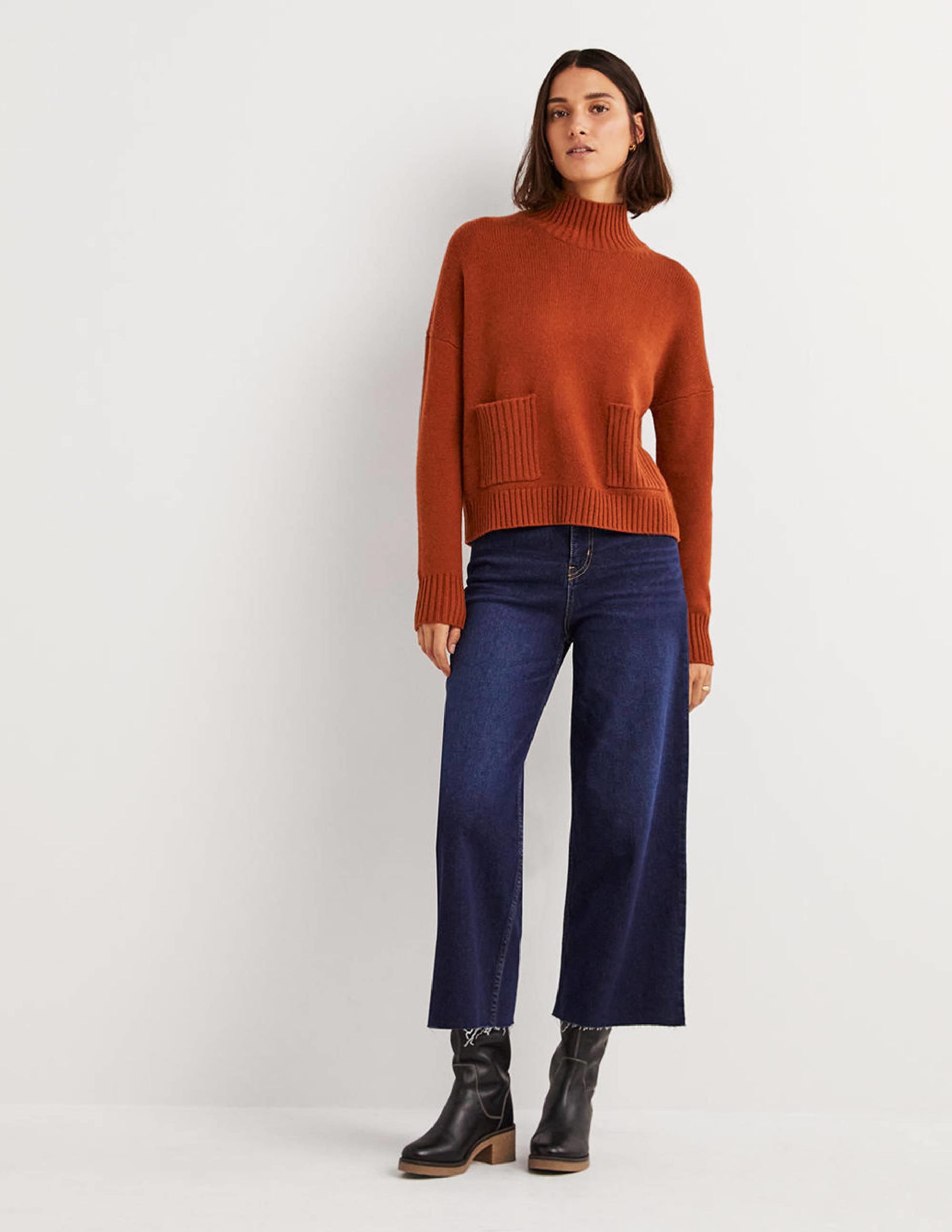 Kaschmirpullover mit hohem Kragen-Kupferrot - Image 3