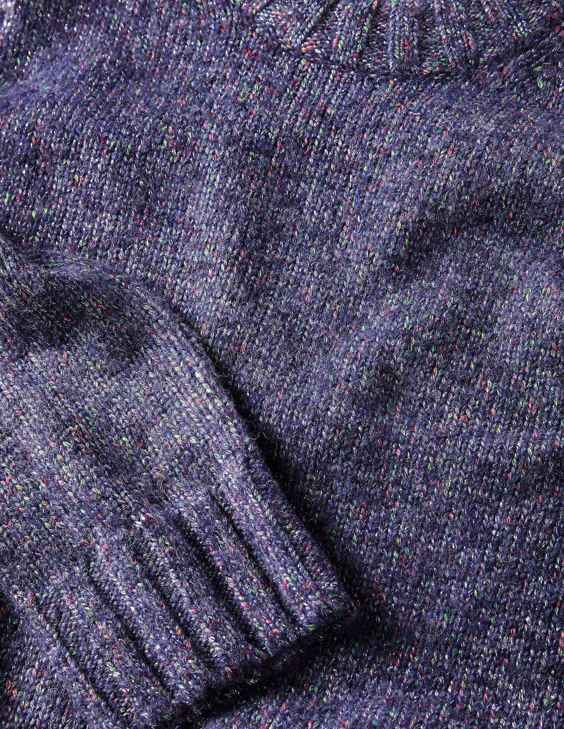 Gesprenkelter flauschiger Pullover-Marineblau-6
