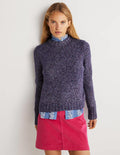 Gesprenkelter flauschiger Pullover-Marineblau
